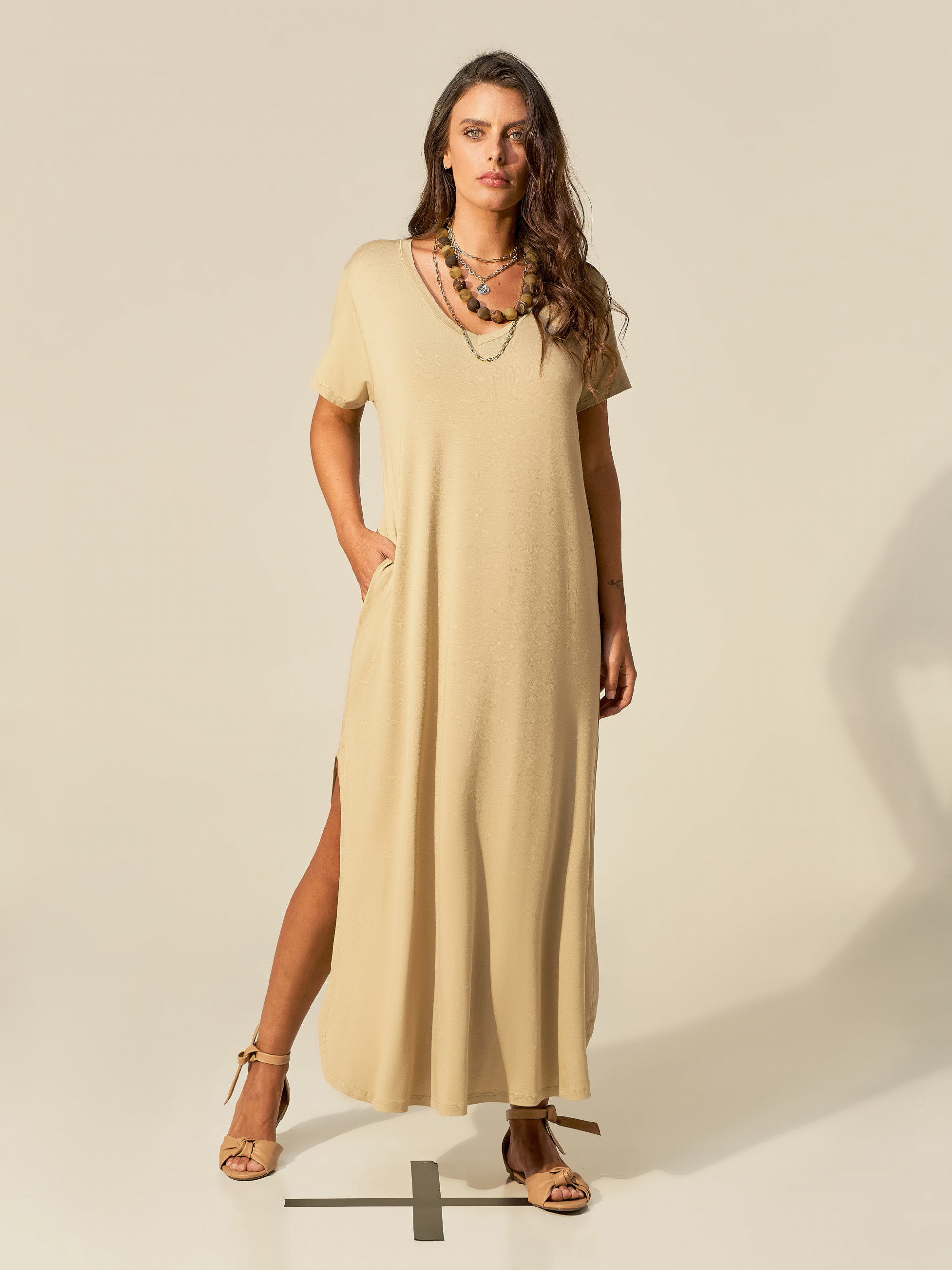 Vestido Camisetão Cáqui