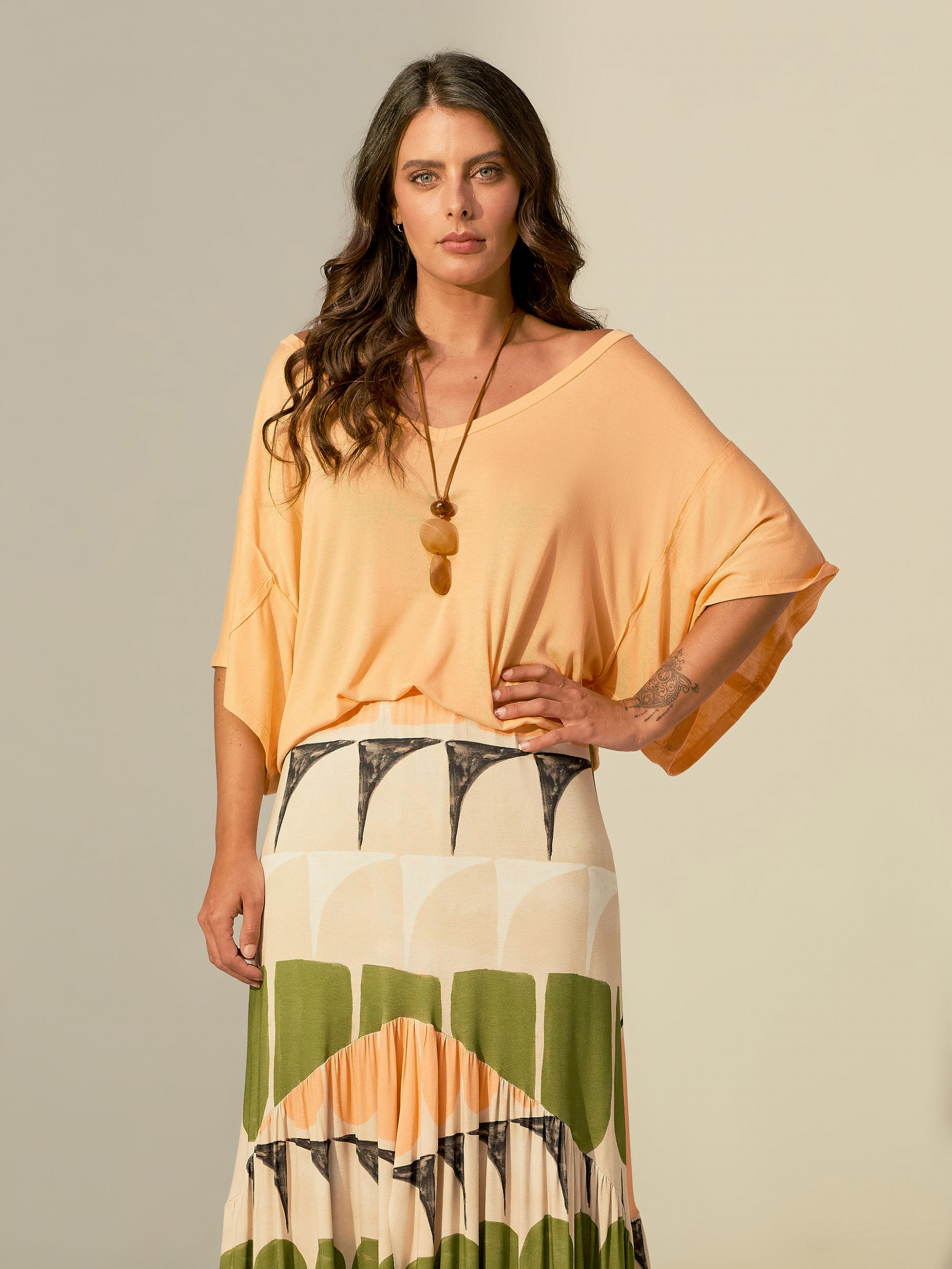 Blusa Soft Gola V Pessego