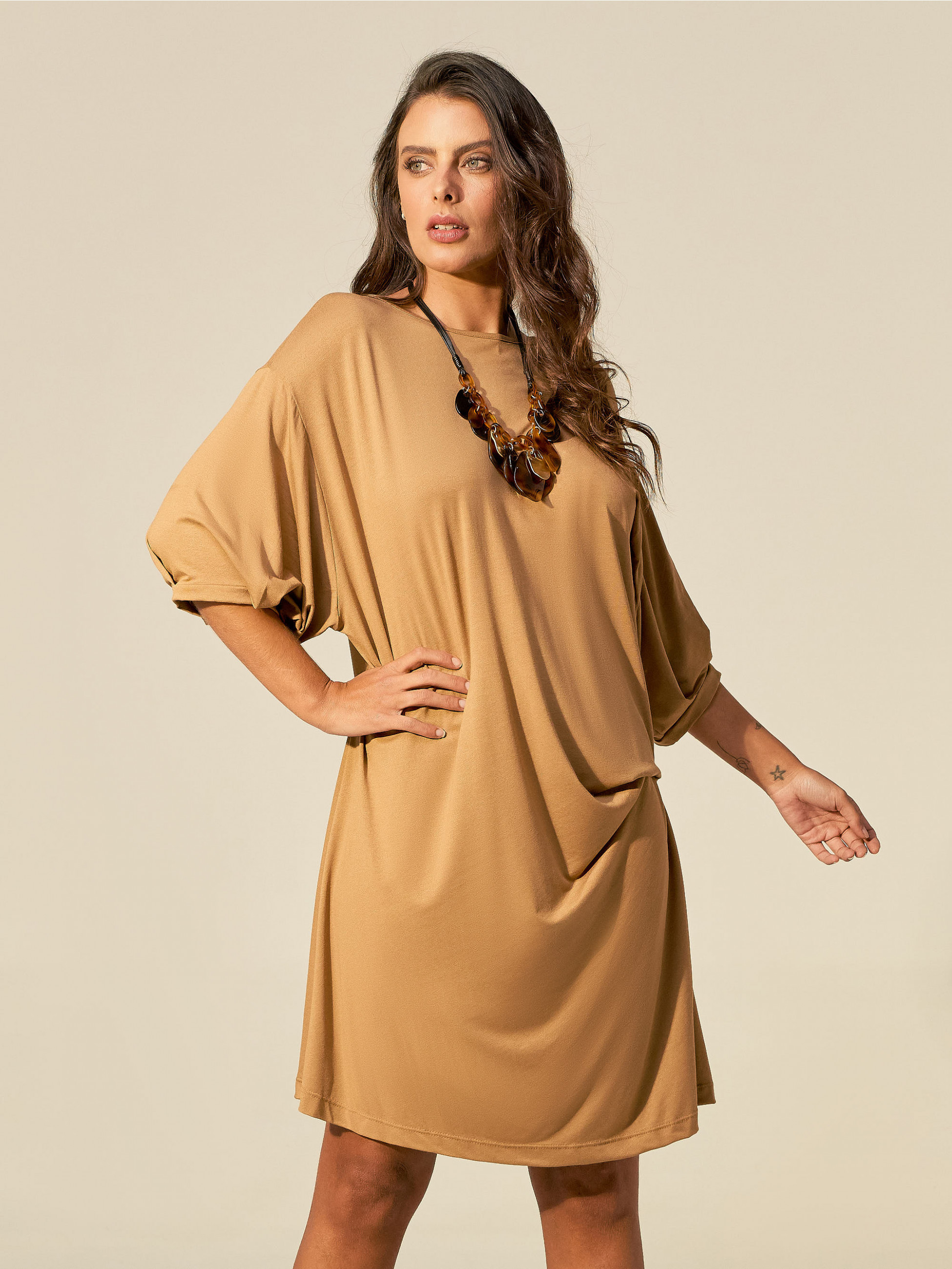 Vestido Midi Drapeado Tamarindo