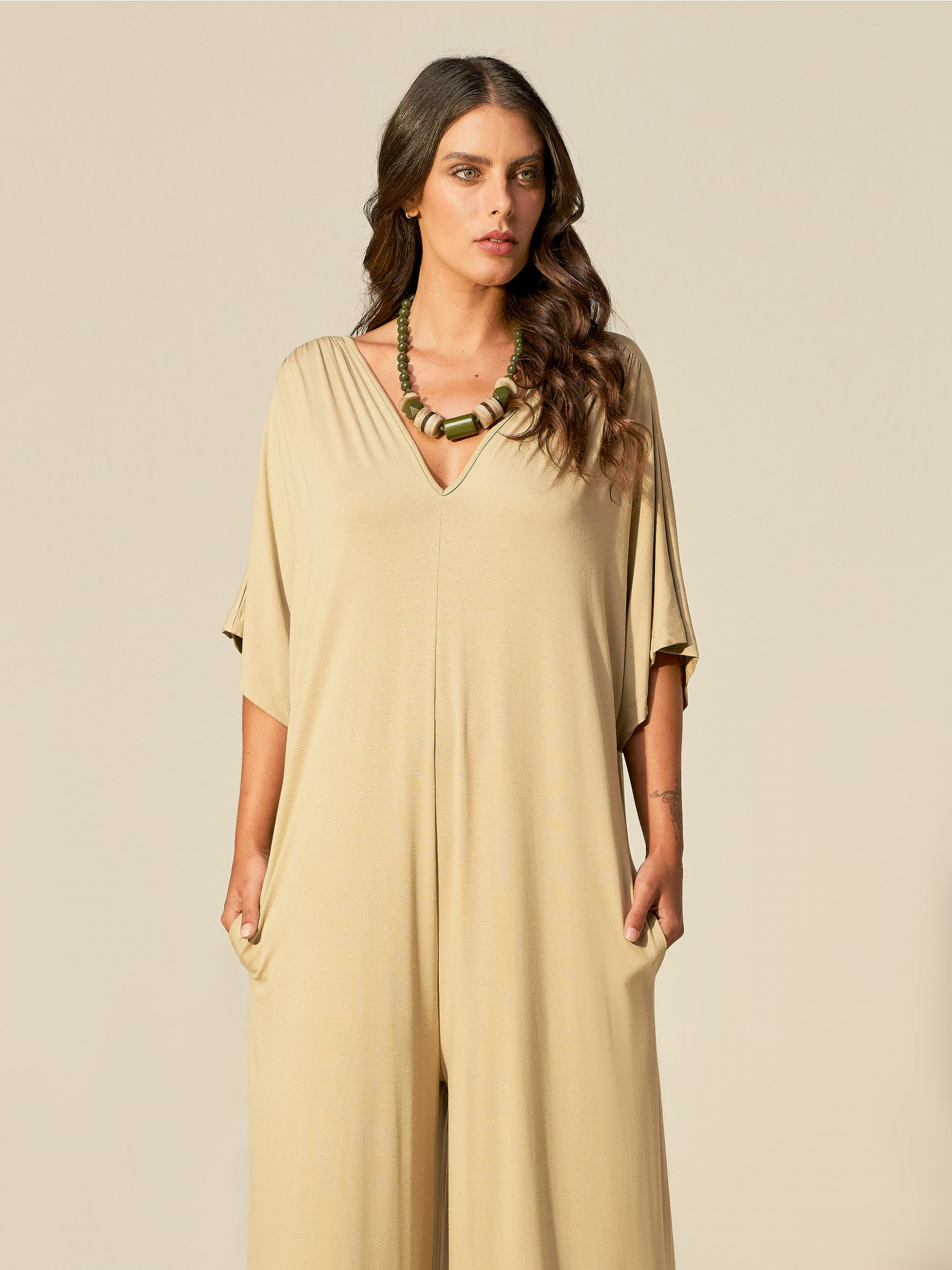 Macacão Morcego Malha Cáqui