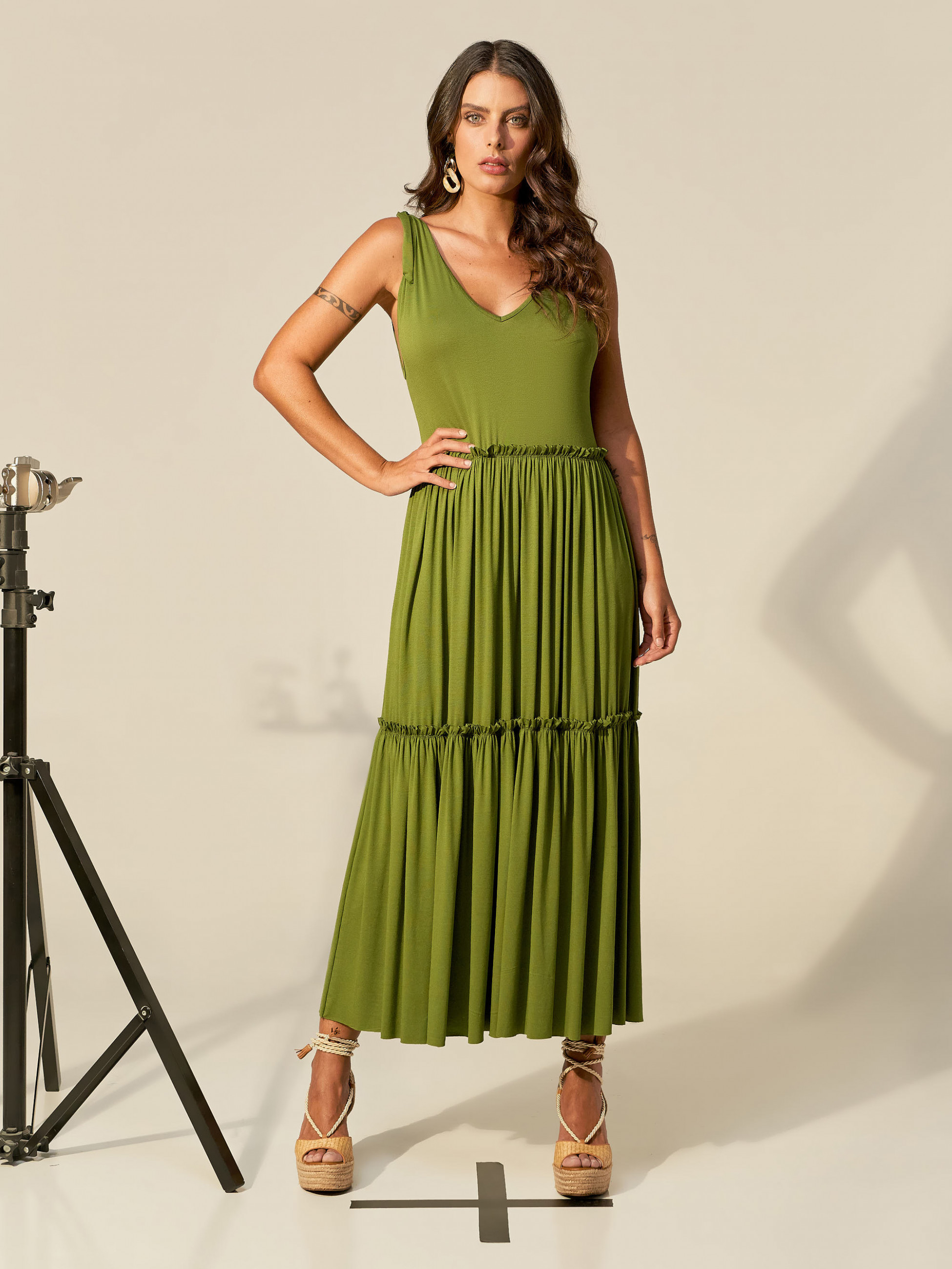 Vestido Laço Alça Abacate