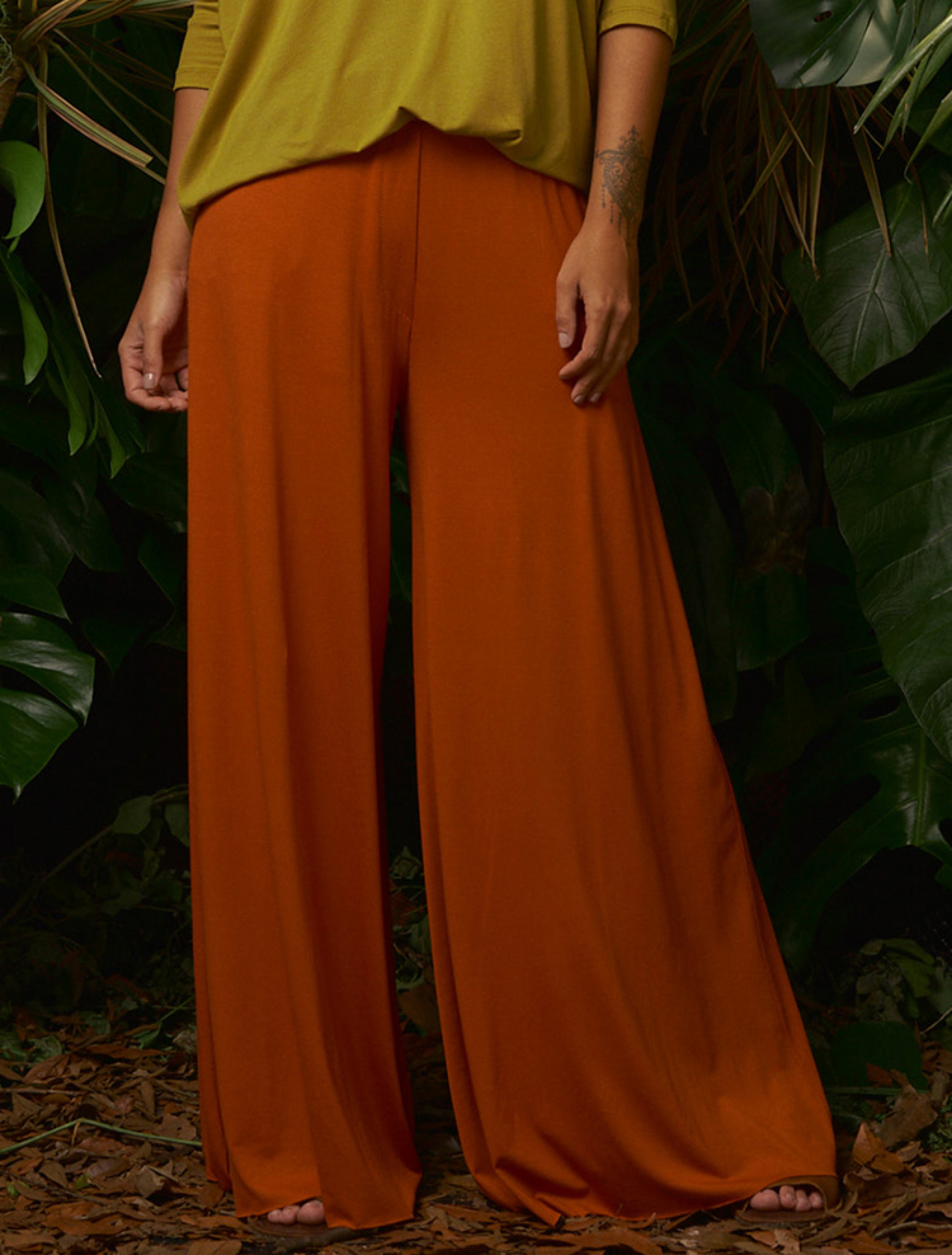 Calça Maxi Pantalona Telha