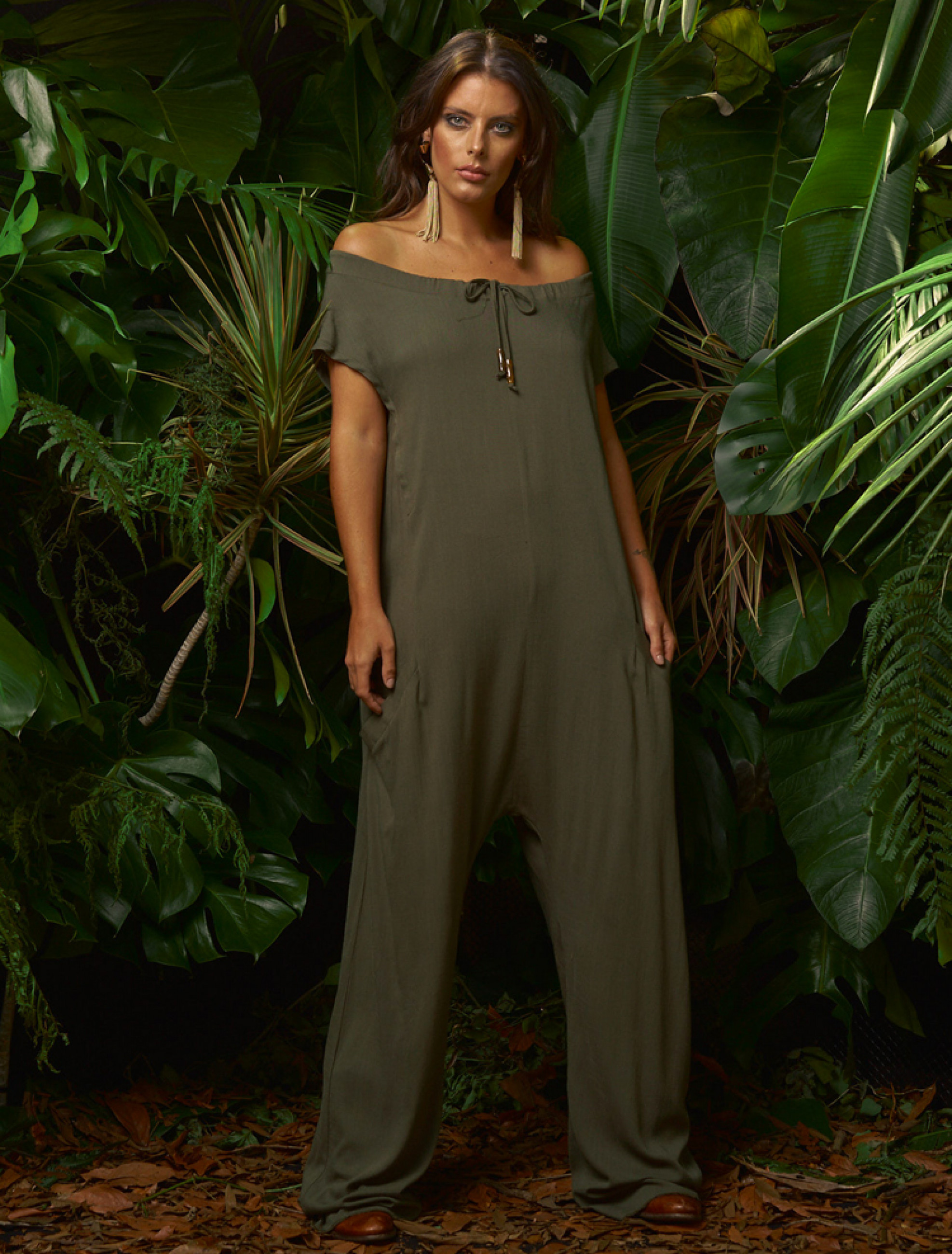 Macacão Saruel Linho Verde Folha