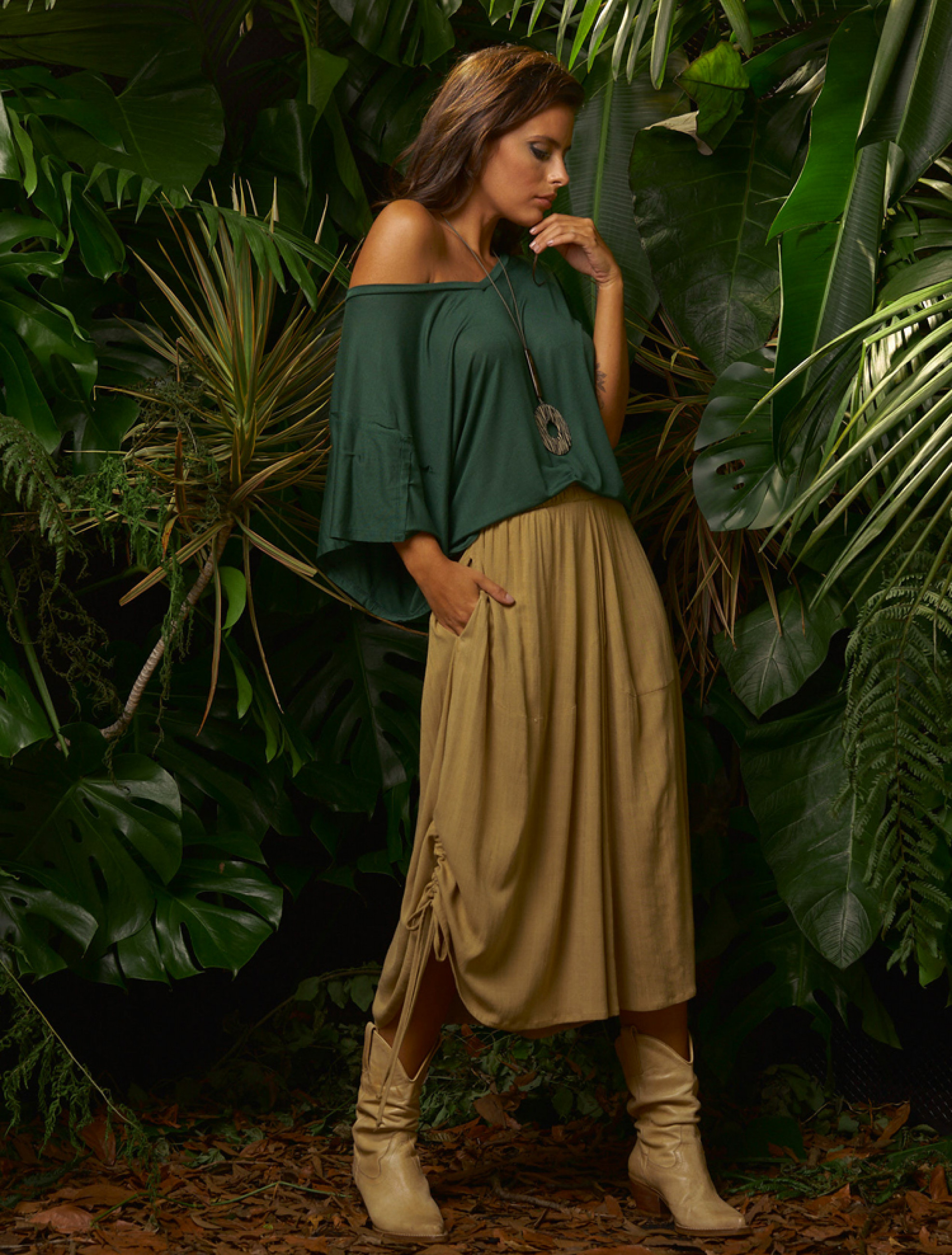 Blusa Soft Gola V Verde Folha