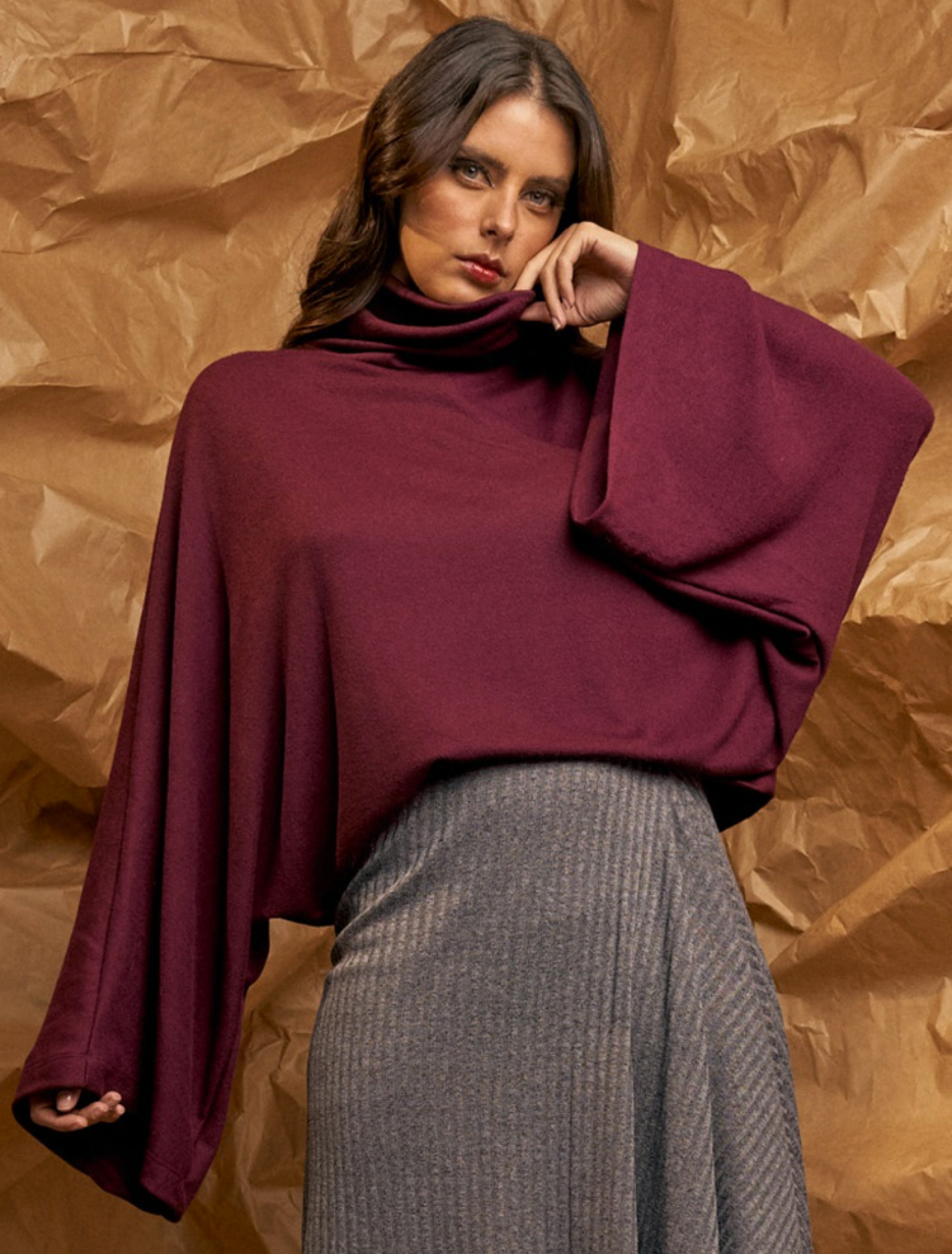 Blusa Lã Morcego Vinho