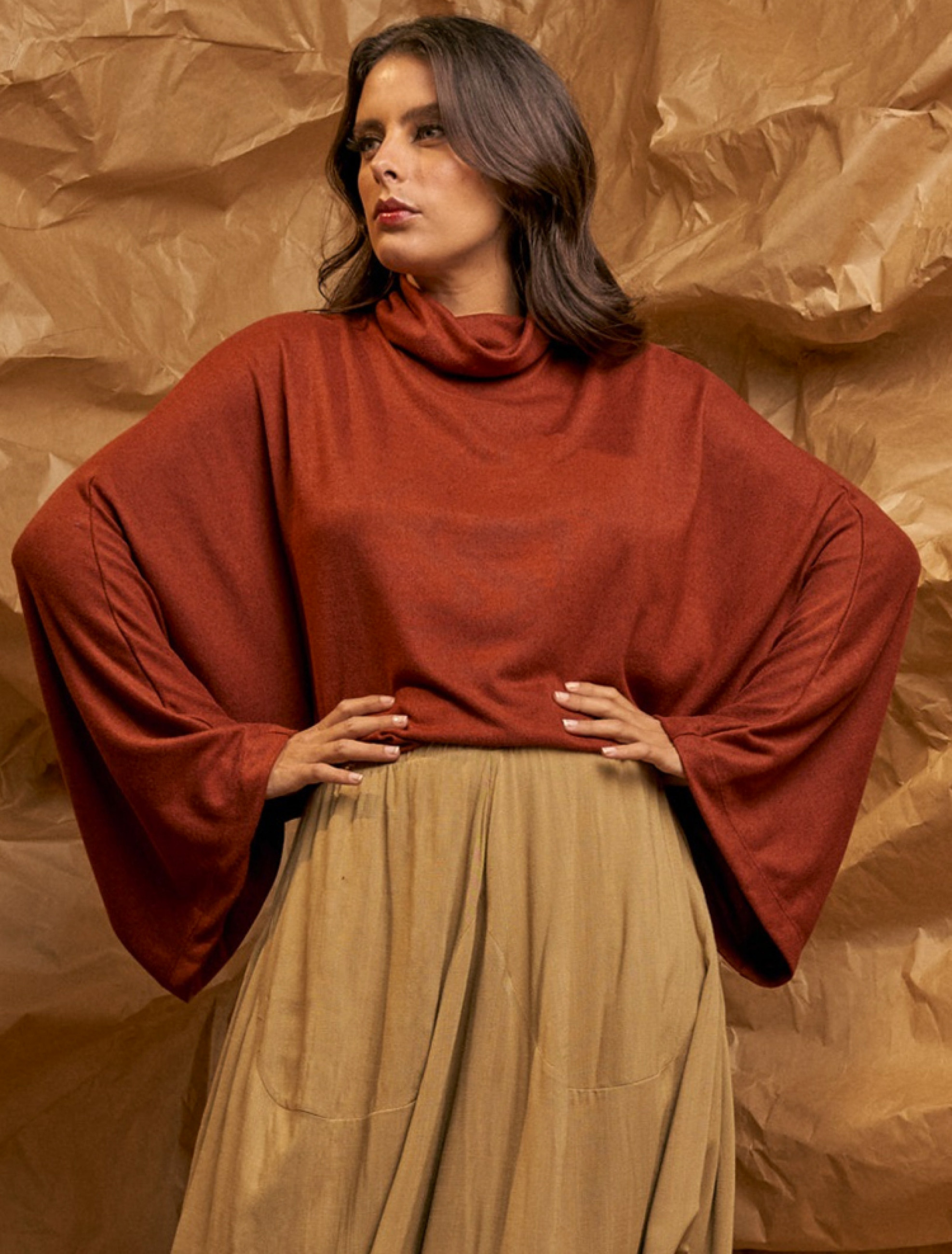 Blusa Lã Morcego Ferrugem-U