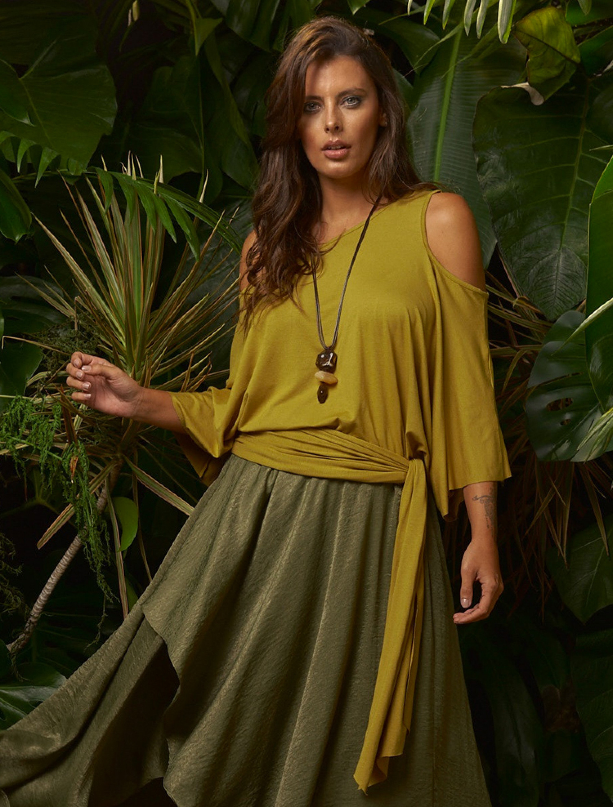 Blusa Abertura Ombros Faixa Pistache