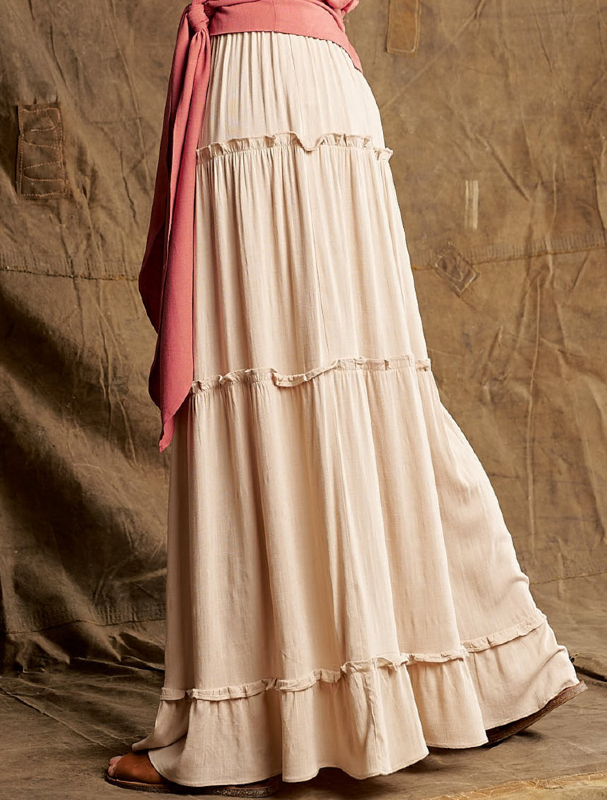 Saia Rodada Linho Areia