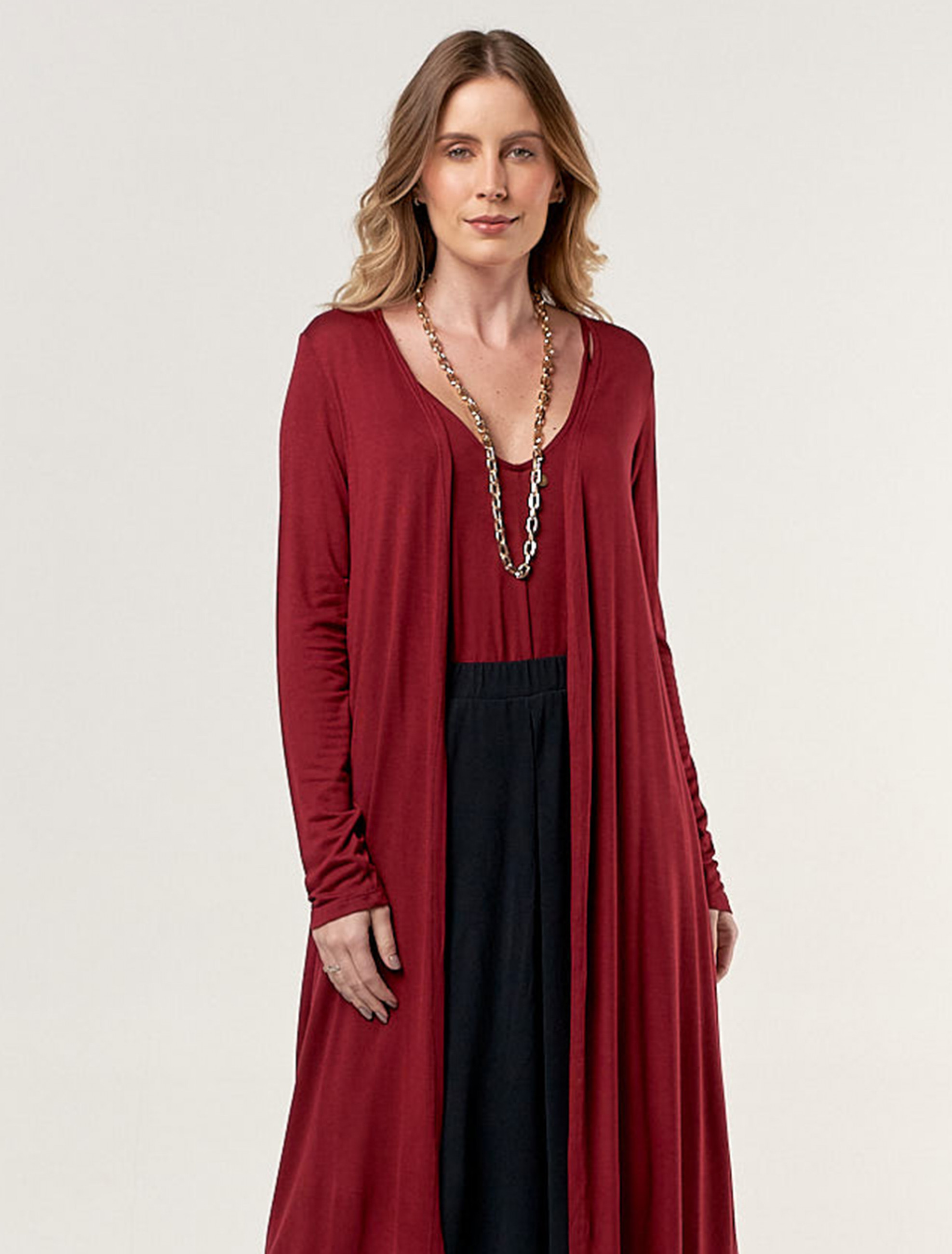 Casaco Longo Soft Vinho