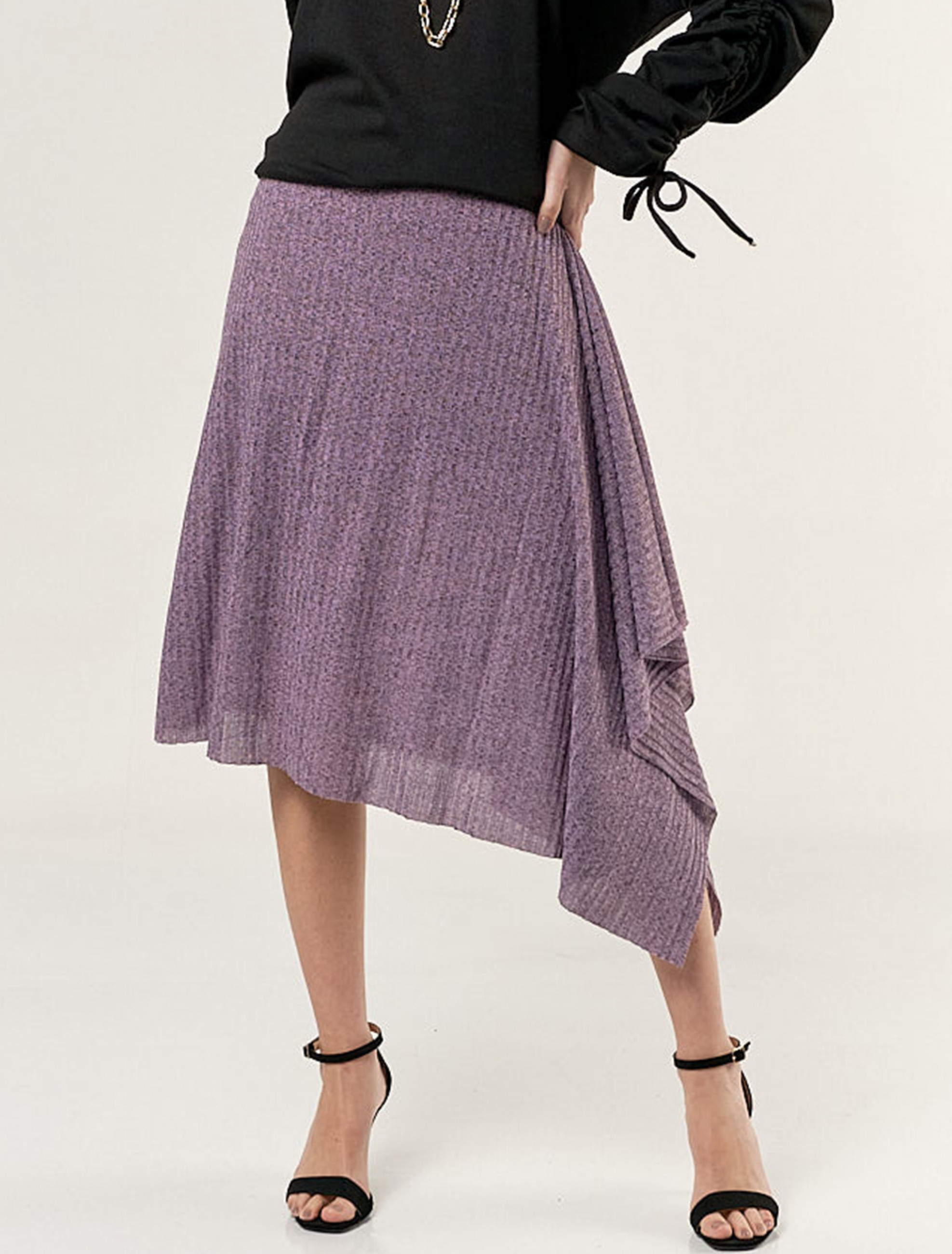 Saia Canelada Assimétrica Lavanda