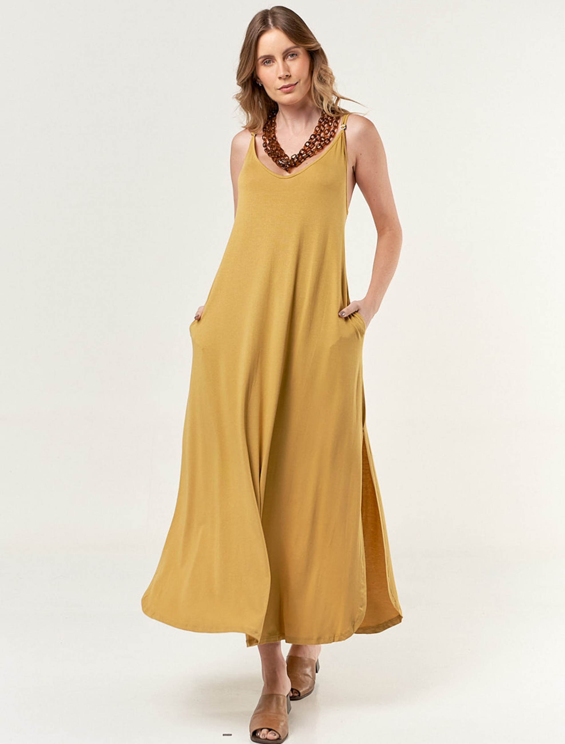 Vestido Regatão Mostarda