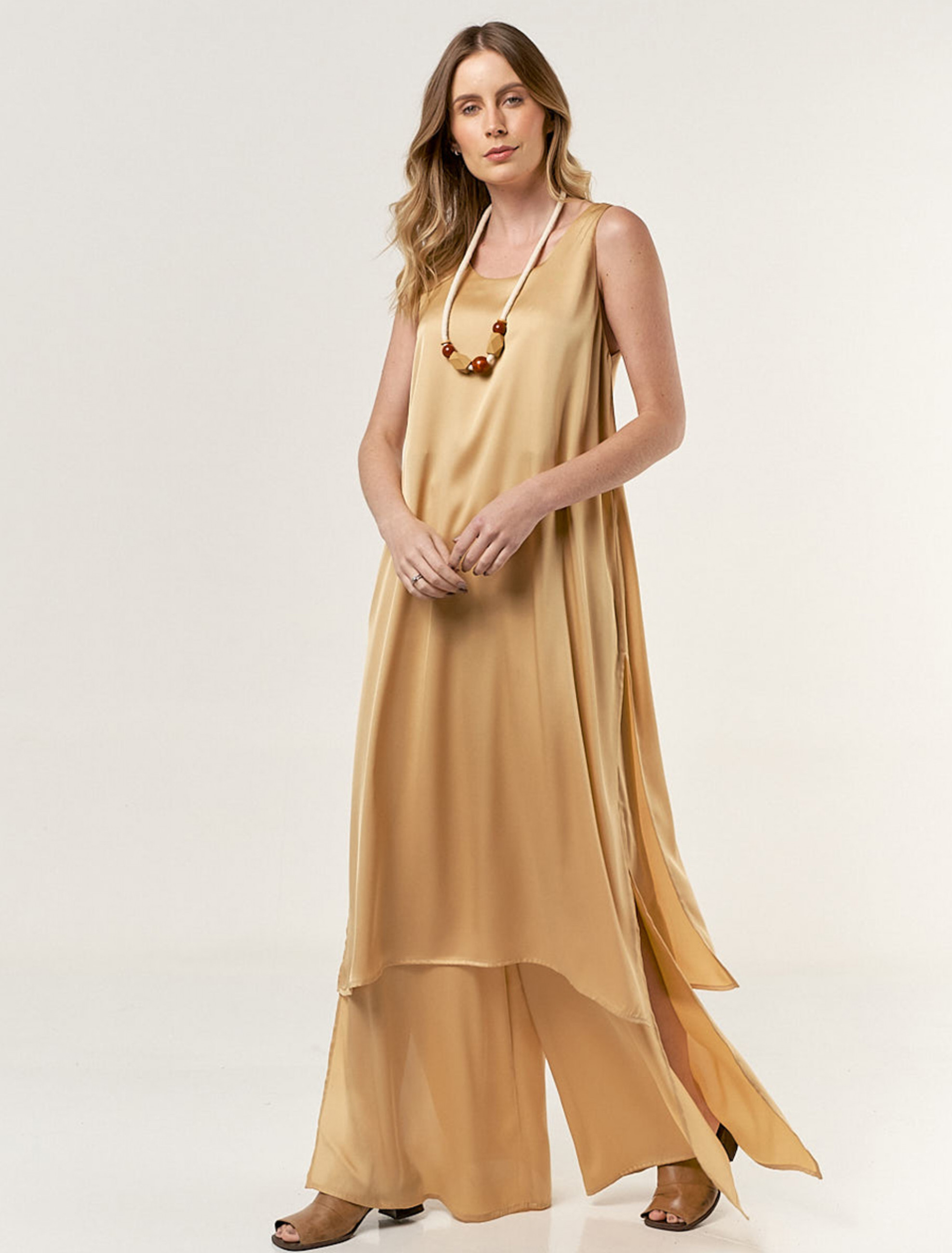 Regata Longa Acetinada Mostarda