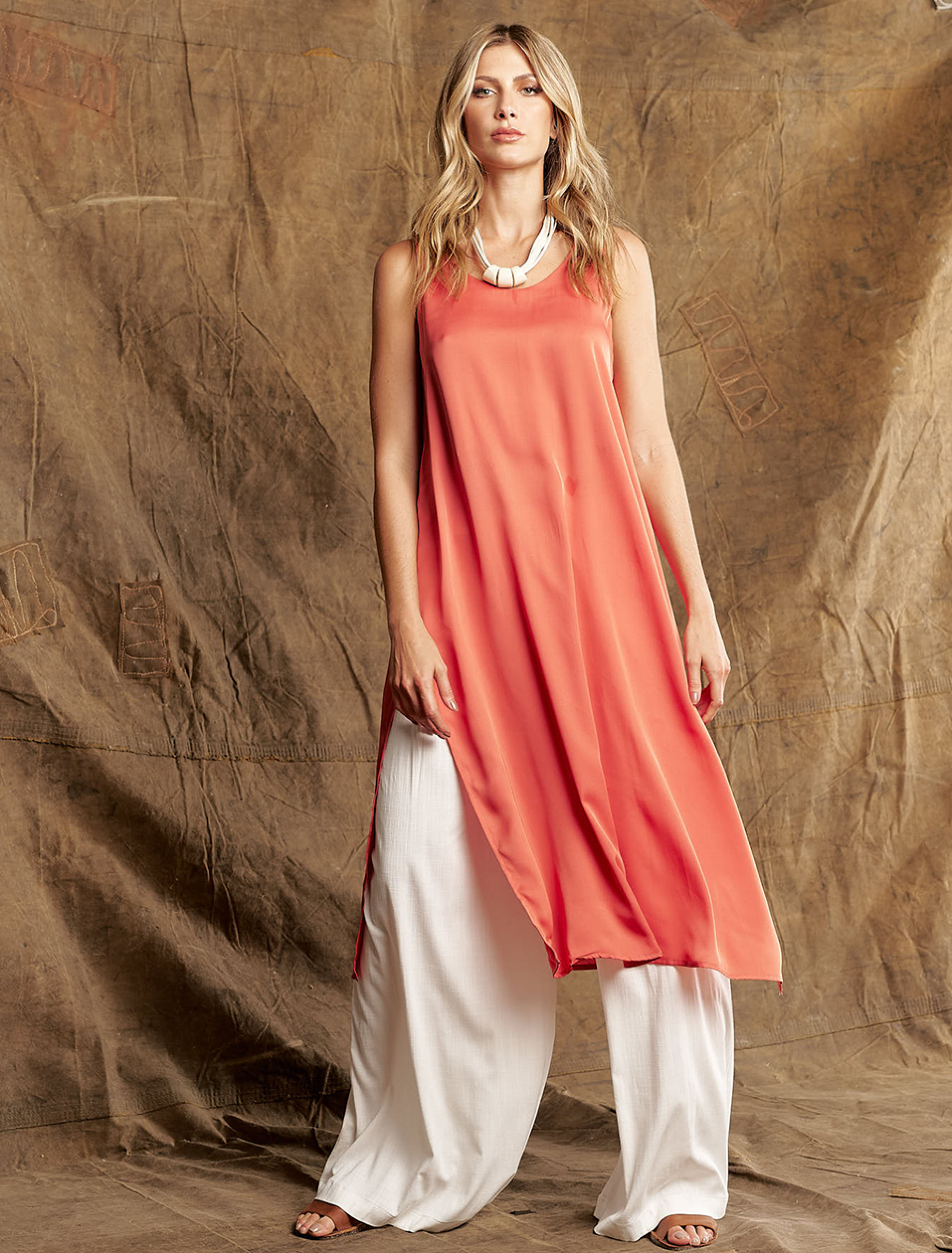 Regata Longa Acetinada Telha