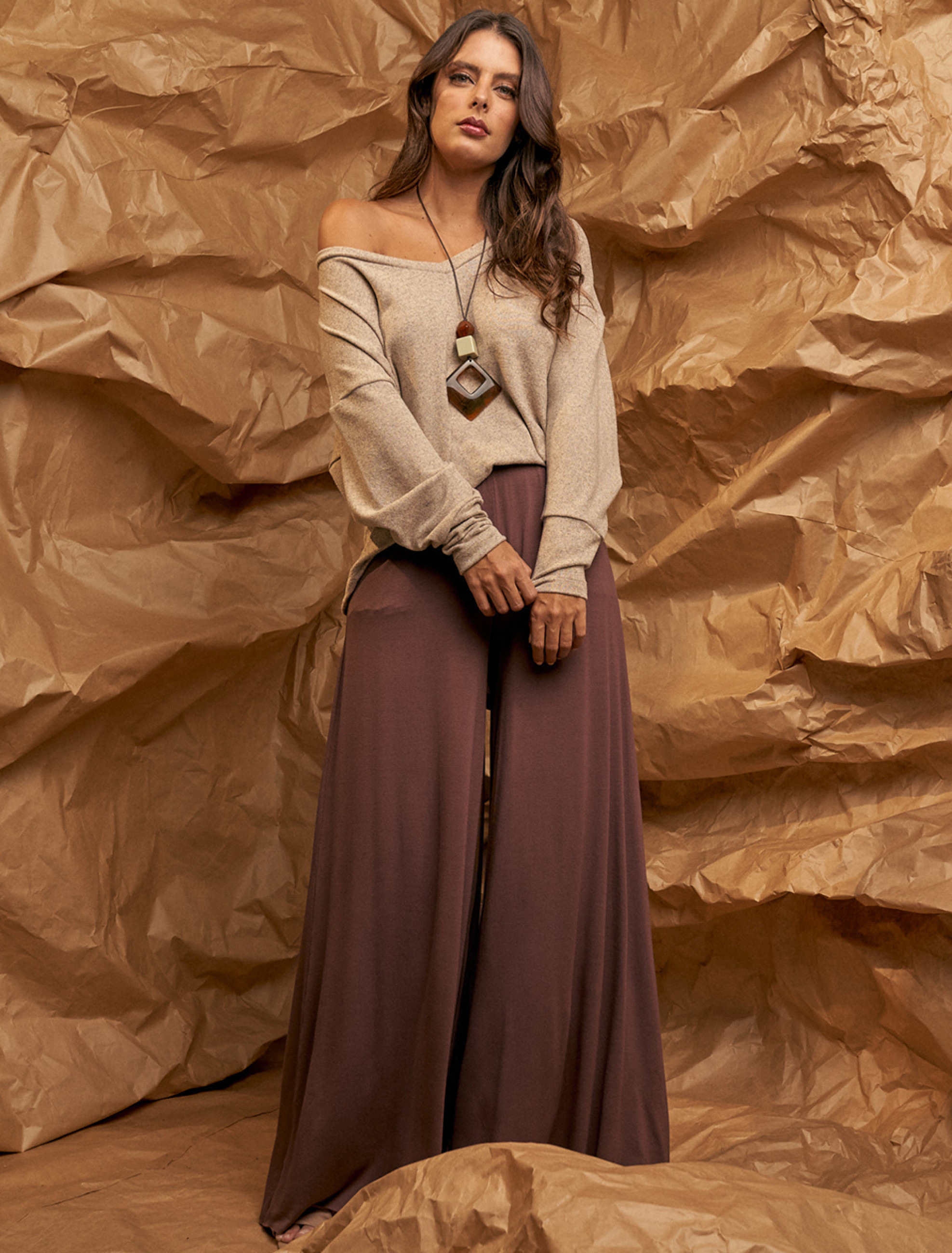 Calça Maxi Pantalona Chocolate