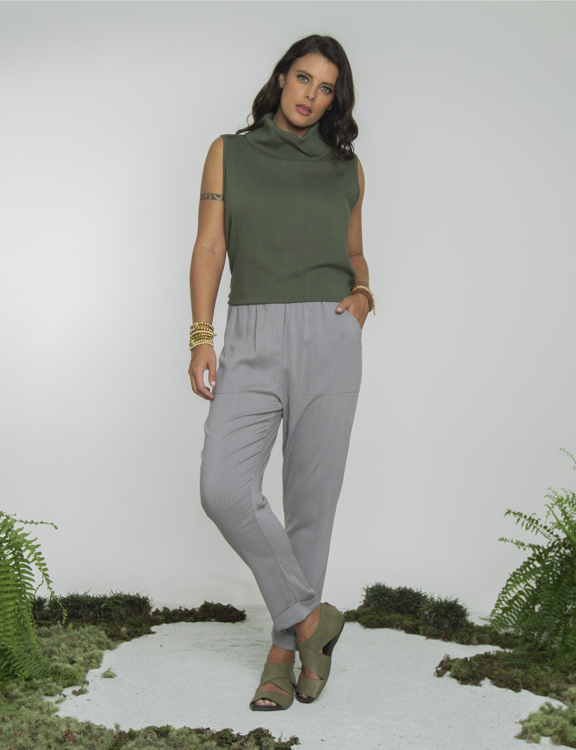 Calça Clássica Linho Cinza Granizo