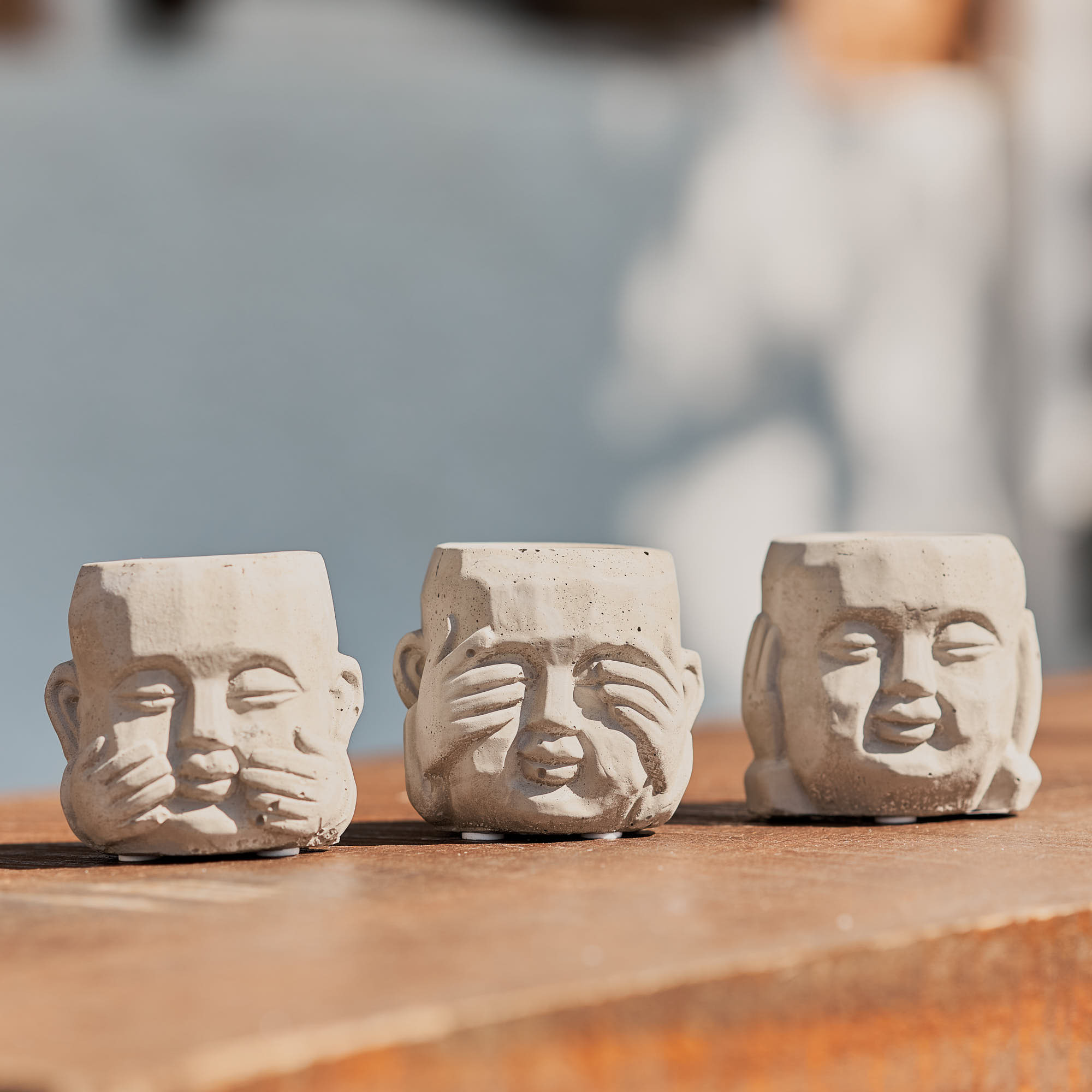 Jogo Cachepot Buda Cinza