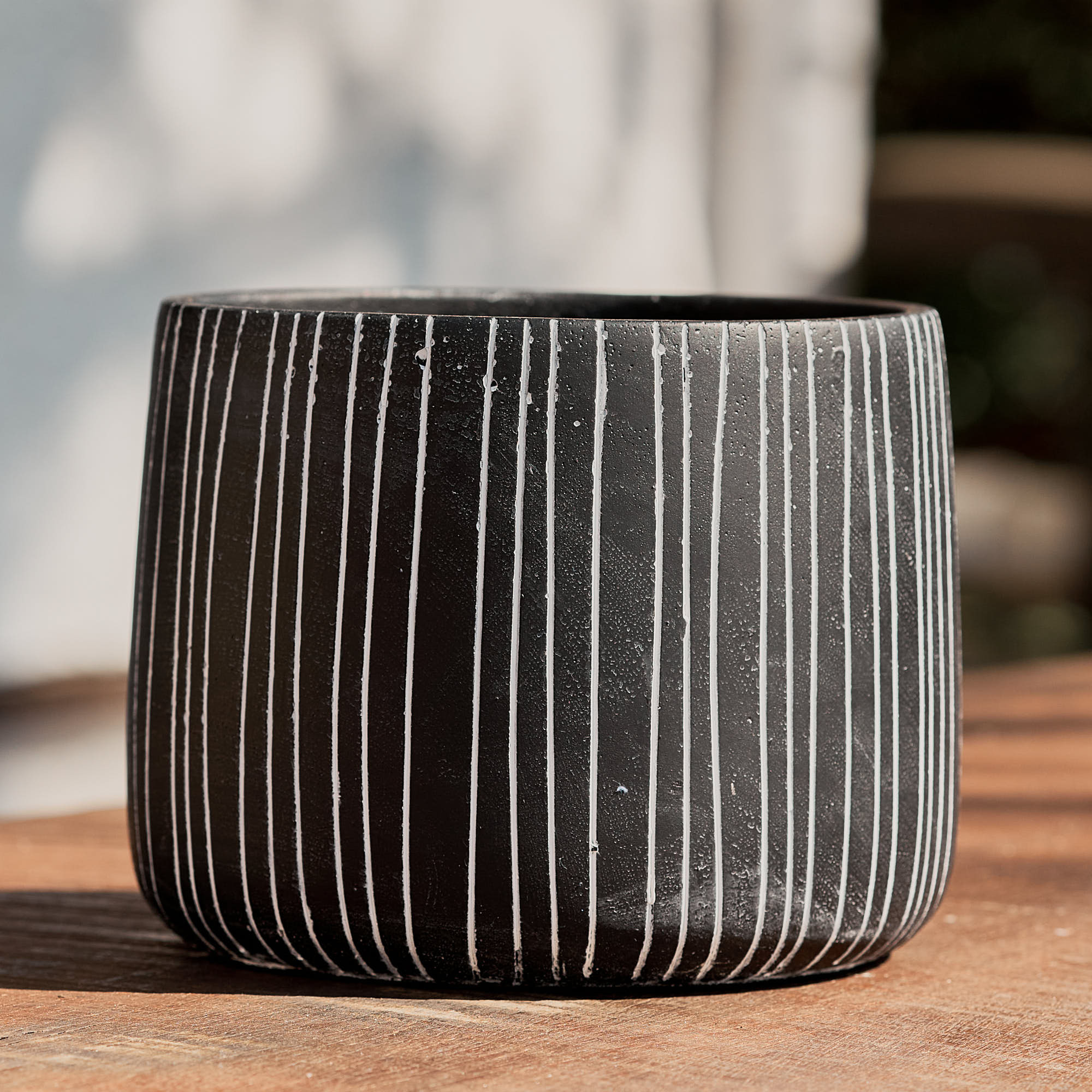 Cachepot Listras Preto 14cm-U