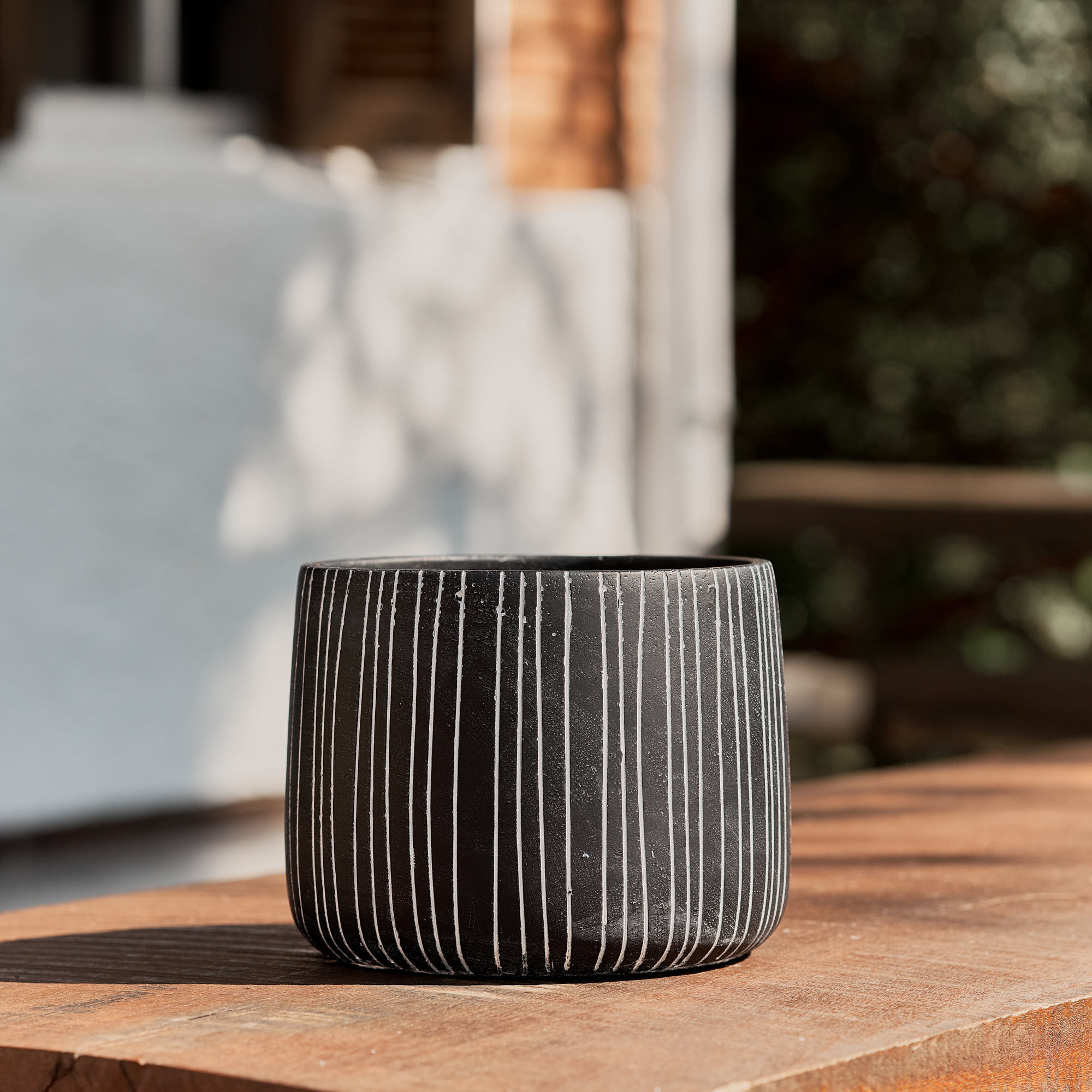 Cachepot Listras Preto 9cm-U