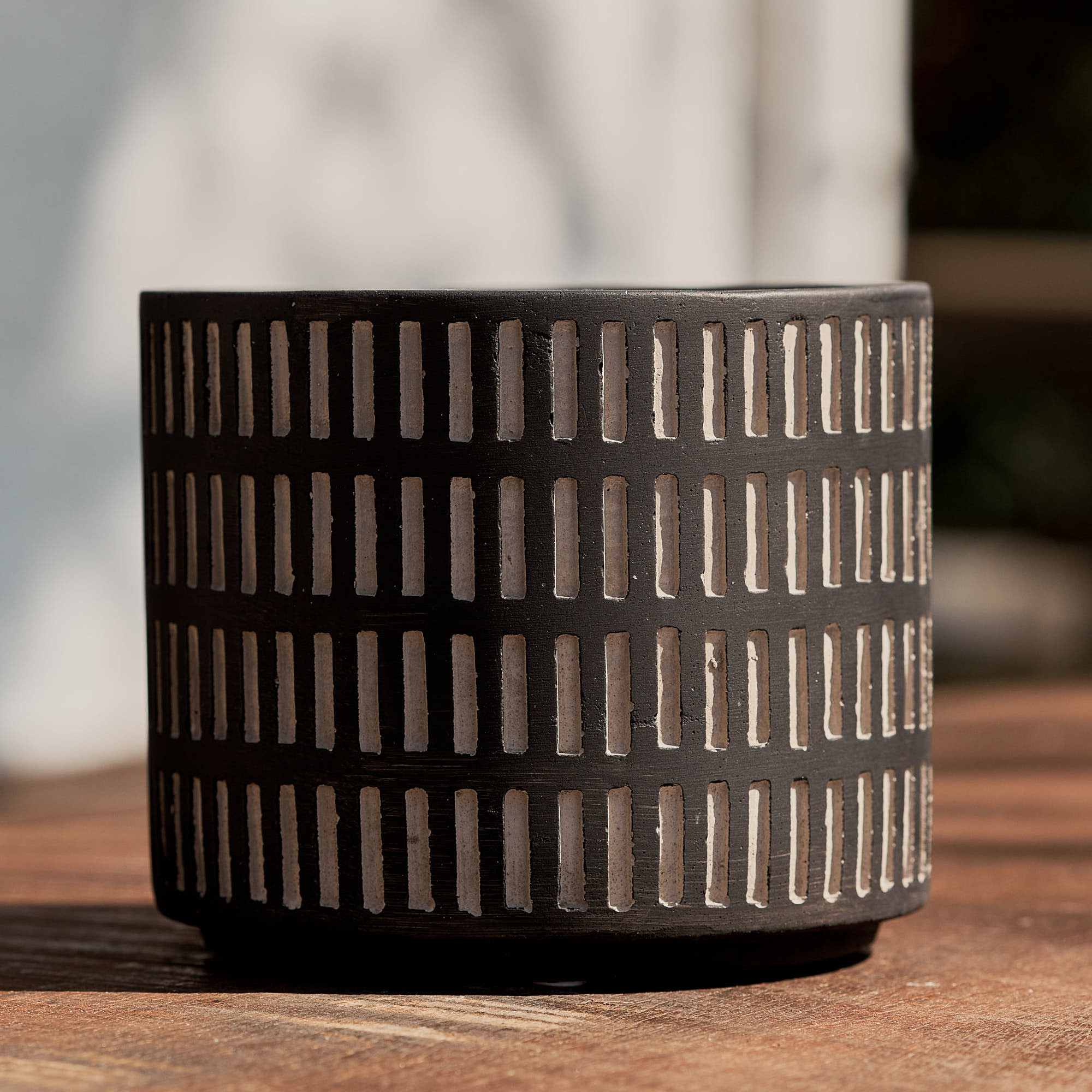 Cachepot Traços Preto 15cm-U