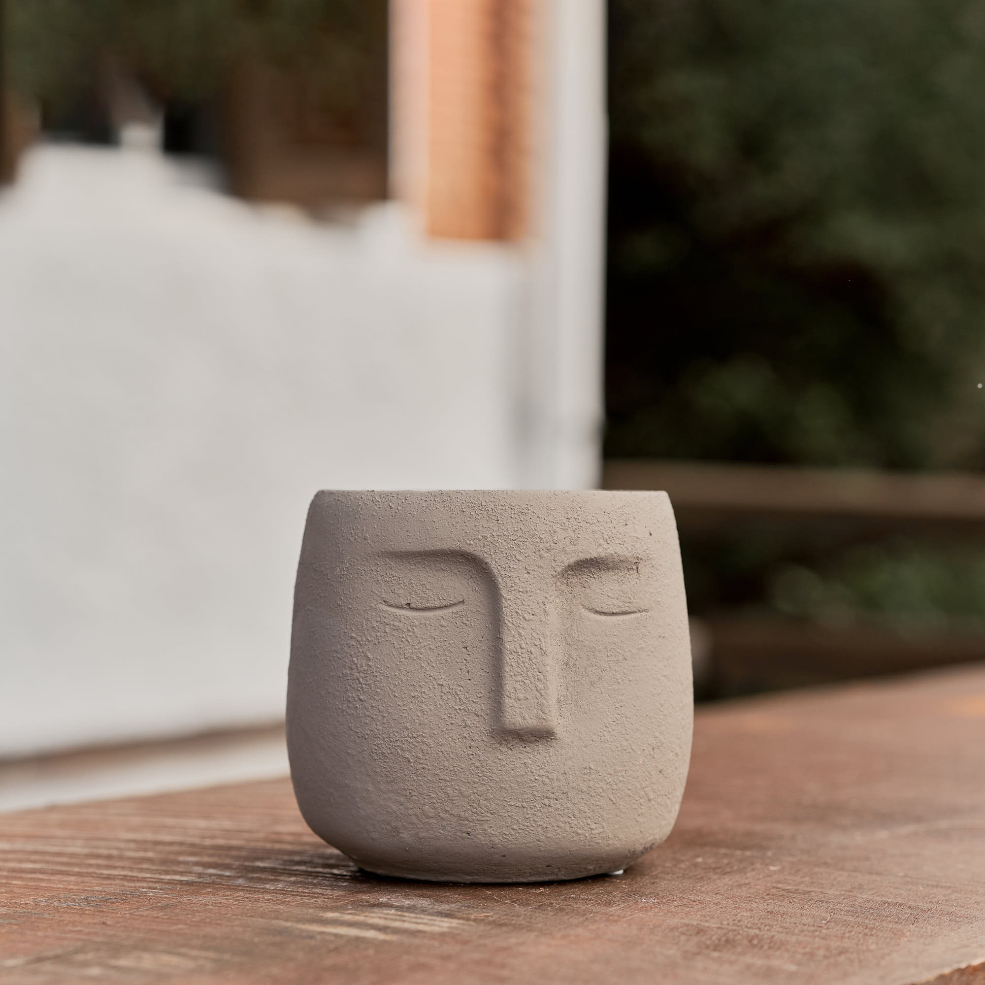 Cachepot Moai Cinza 9cm