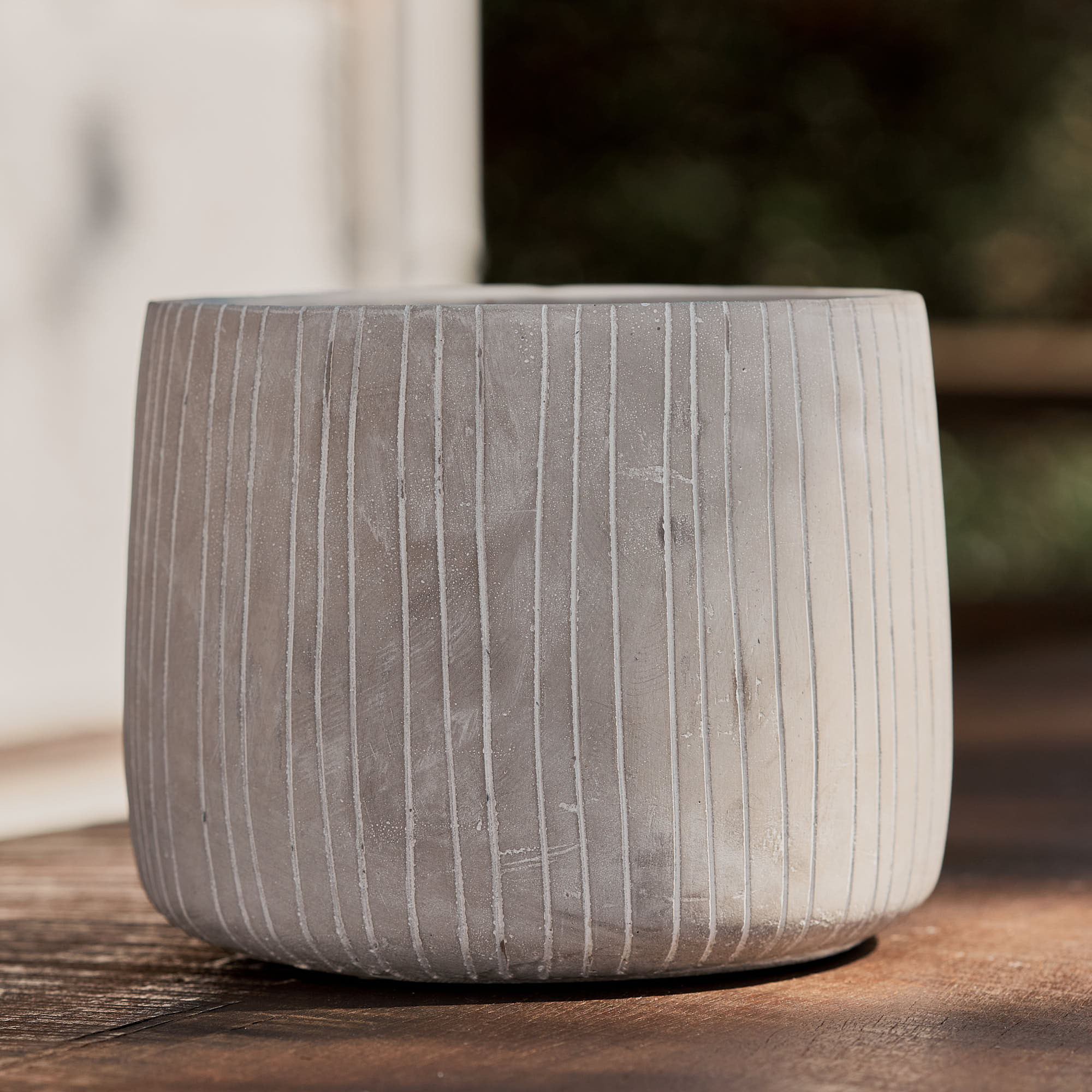 Cachepot Listras Cinza 14cm-U