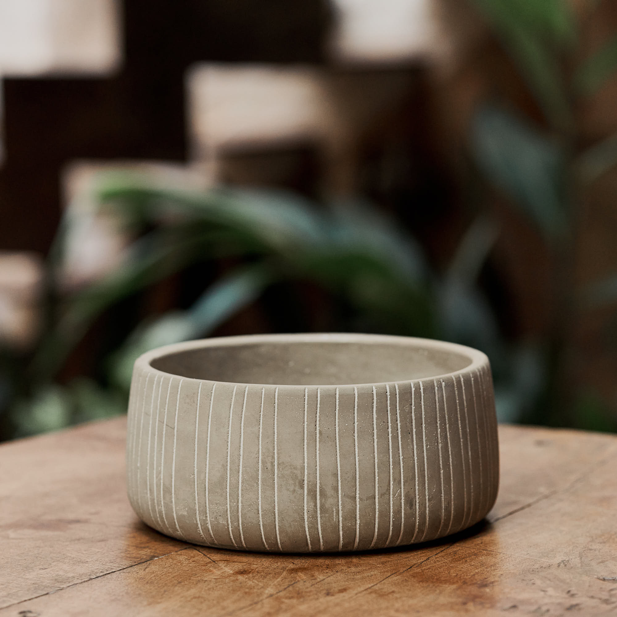 Cachepot Baixo Listras Cinza 14cm-U