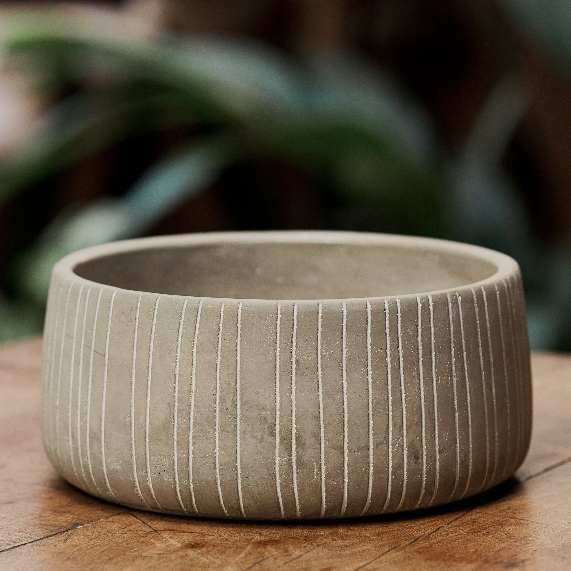 Cachepot Baixo Listras Cinza 18cm-U