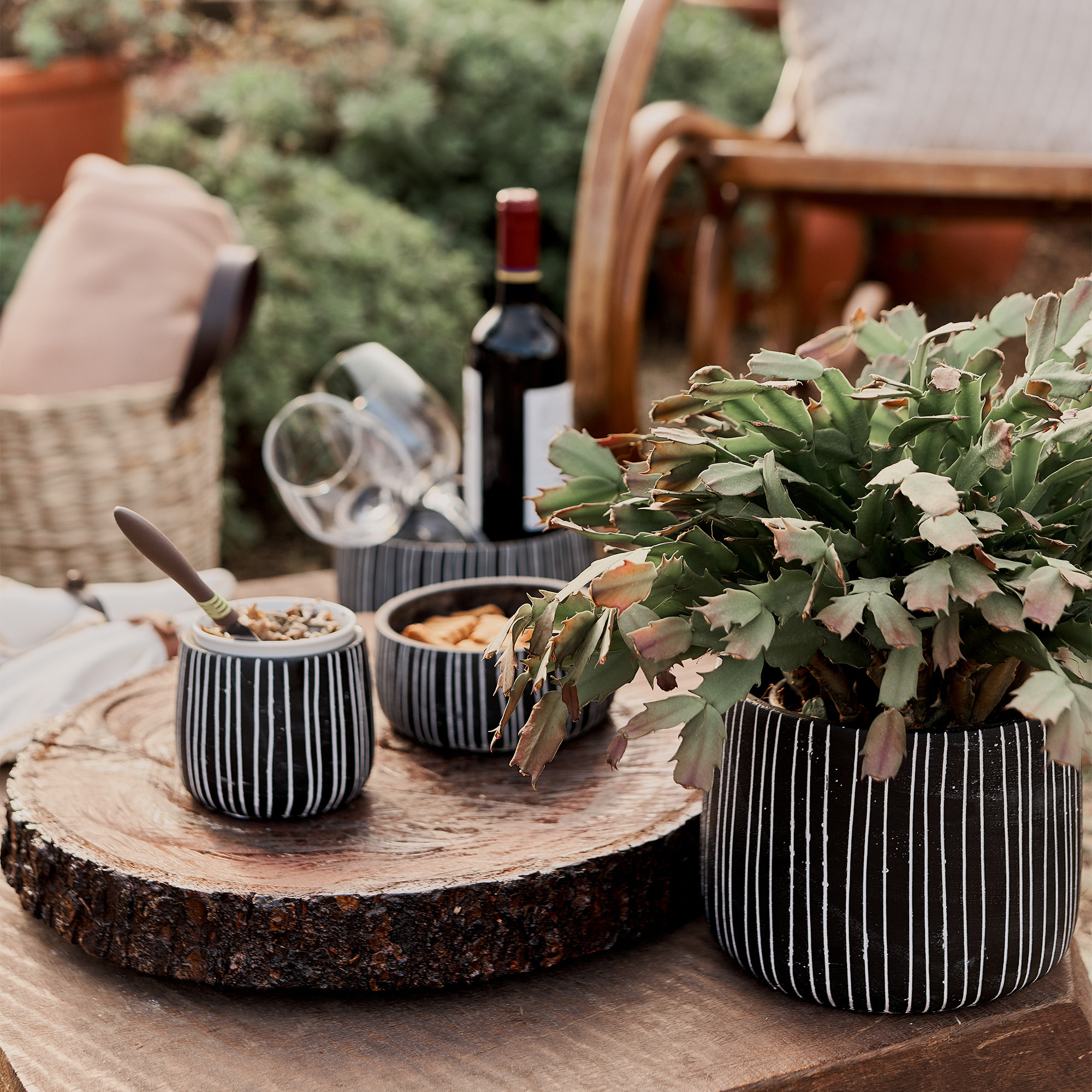 Jogo Cachepot Listras Preto