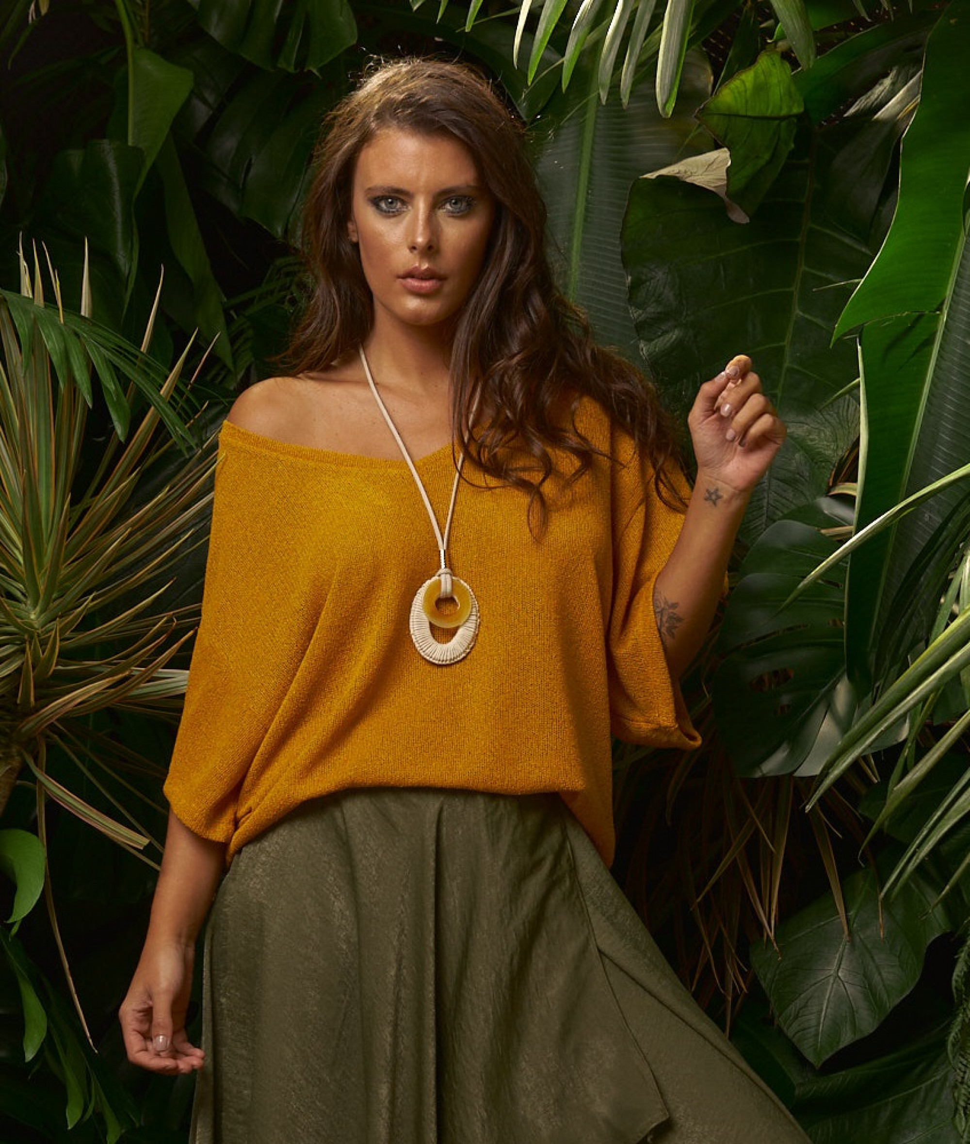 Blusa Quadrada Tricot Mostarda