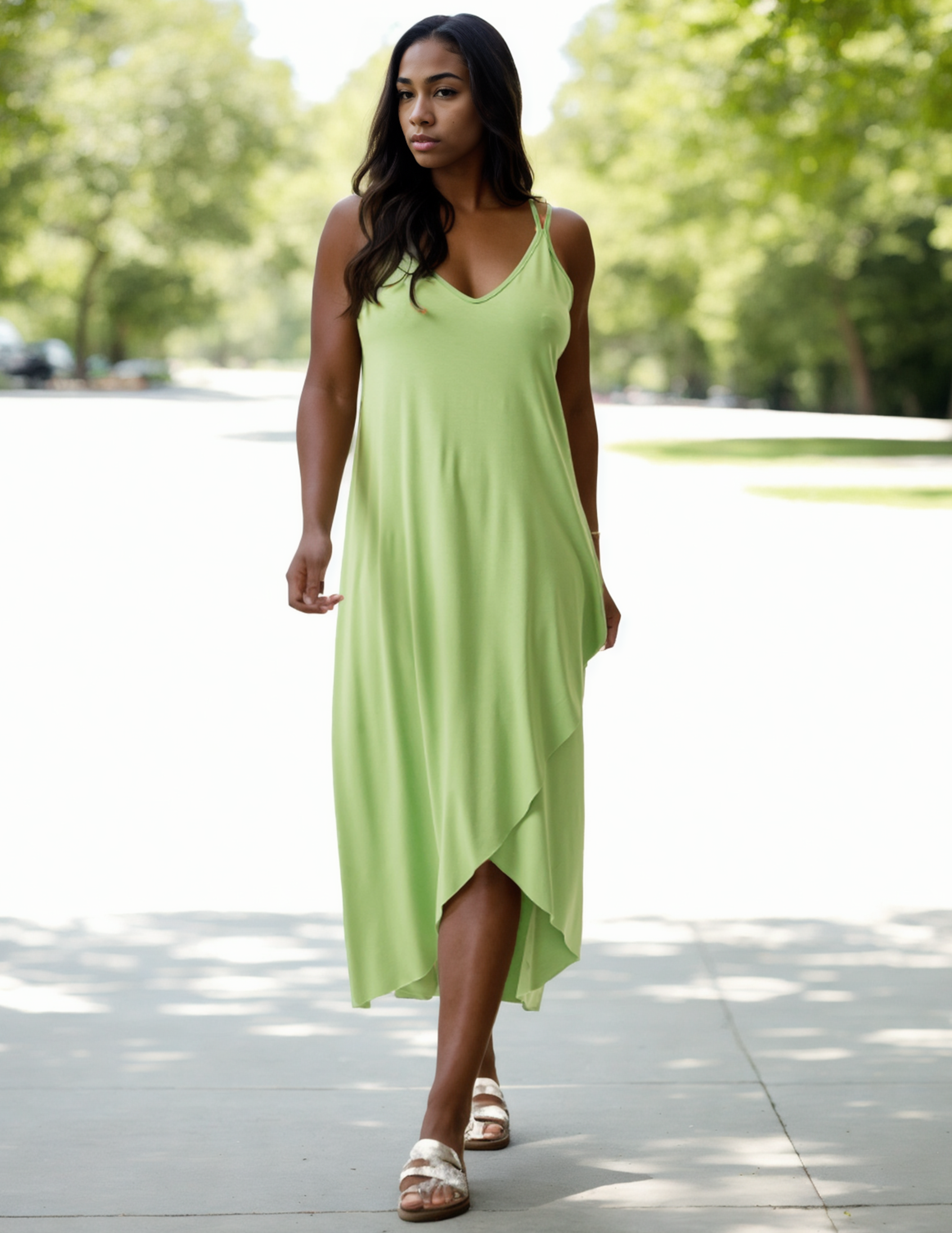 Vestido Camadas Verde Jardim