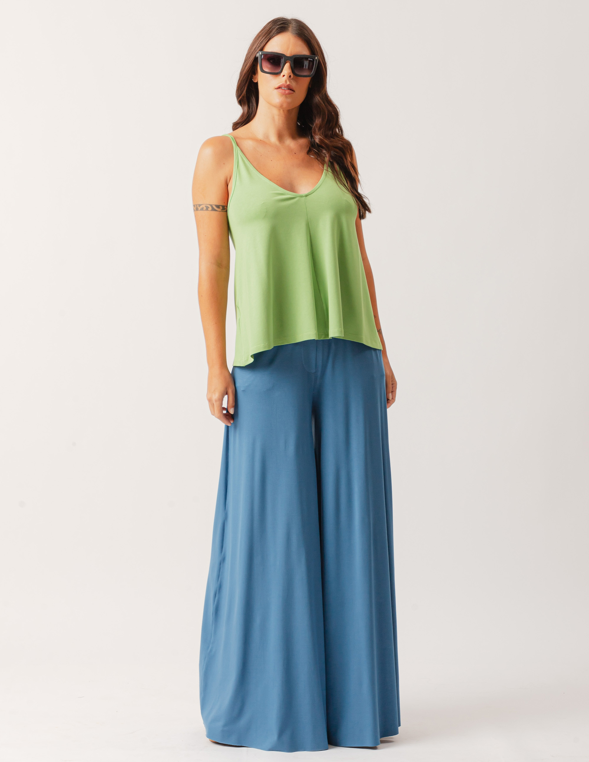 Regata Evasê Alcinha Verde Jardim