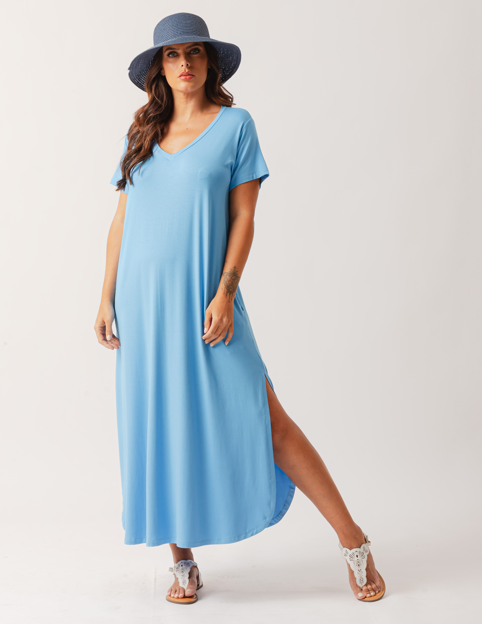 Vestido Camisetão Azul Celeste