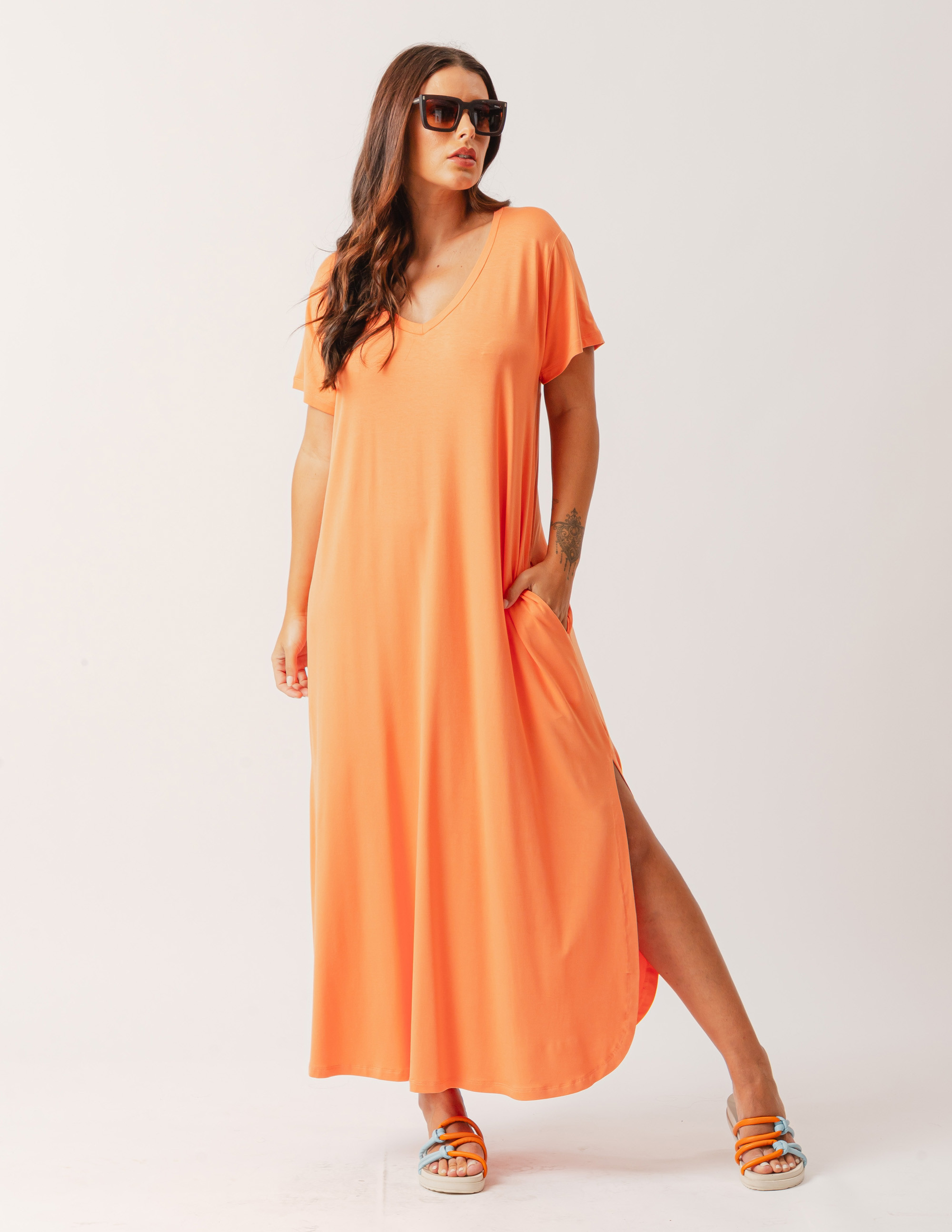 Vestido Camisetão Laranja Energia