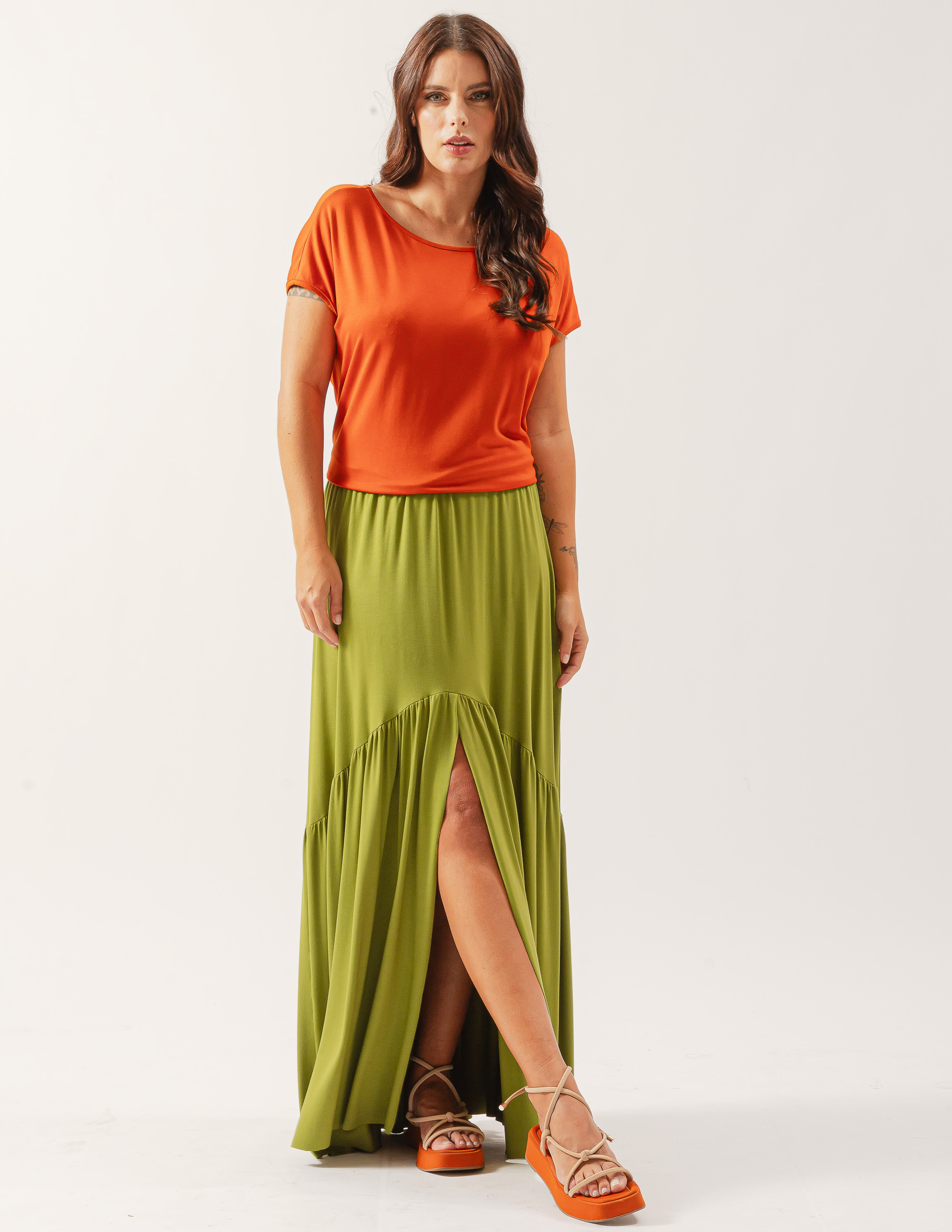 Saia Longa Fenda Verde Natureza