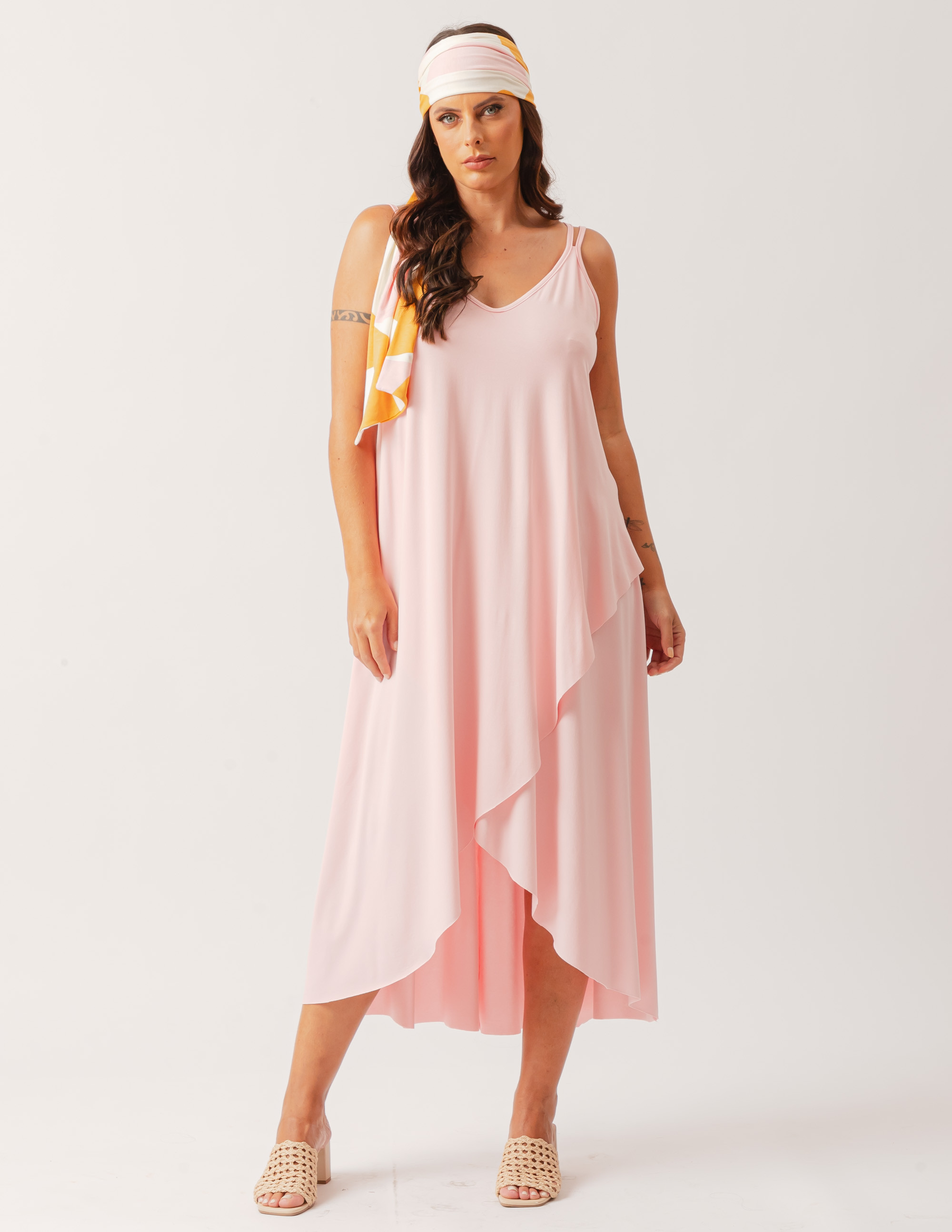 Vestido Camadas Rosa Fantasia