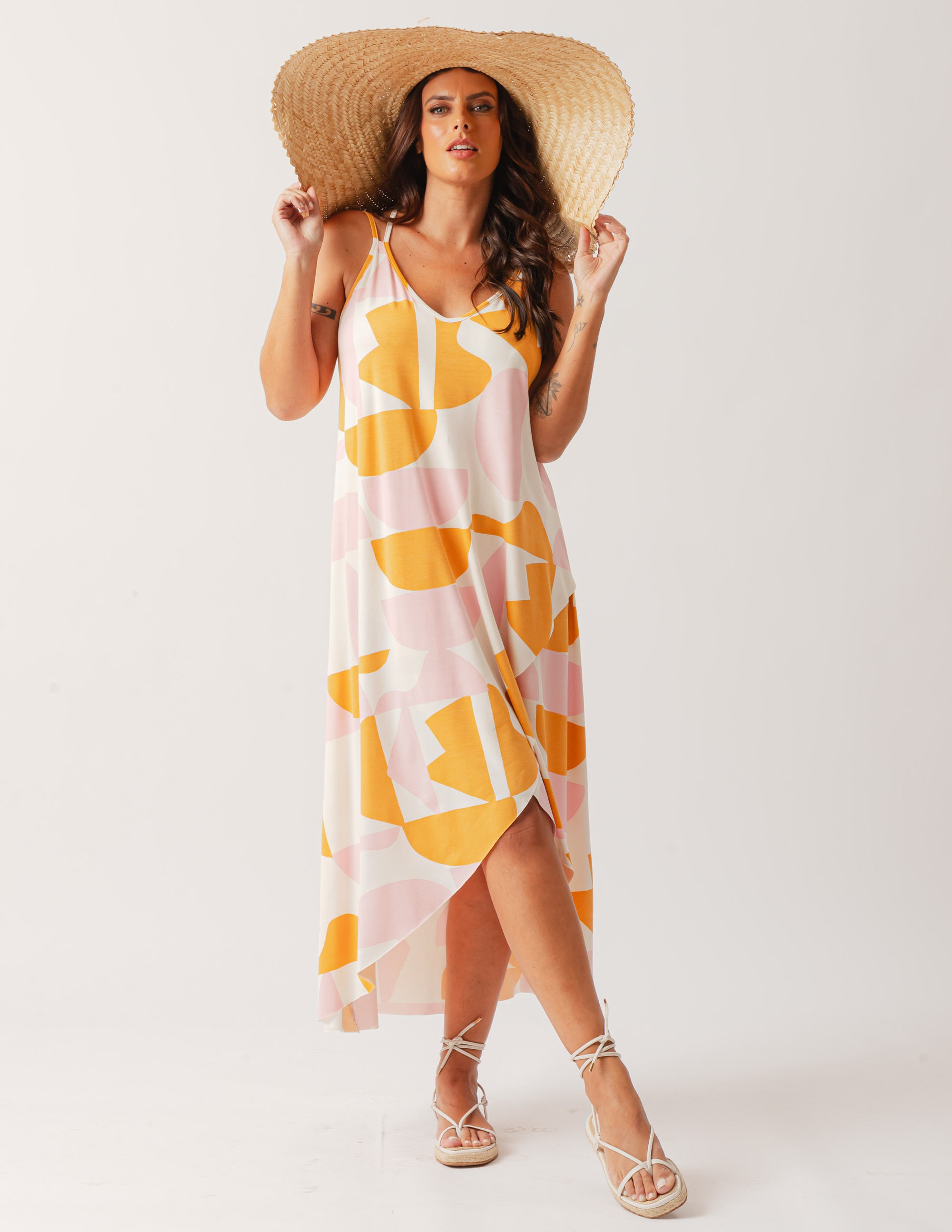 Vestido Camadas Estampa Geométrico