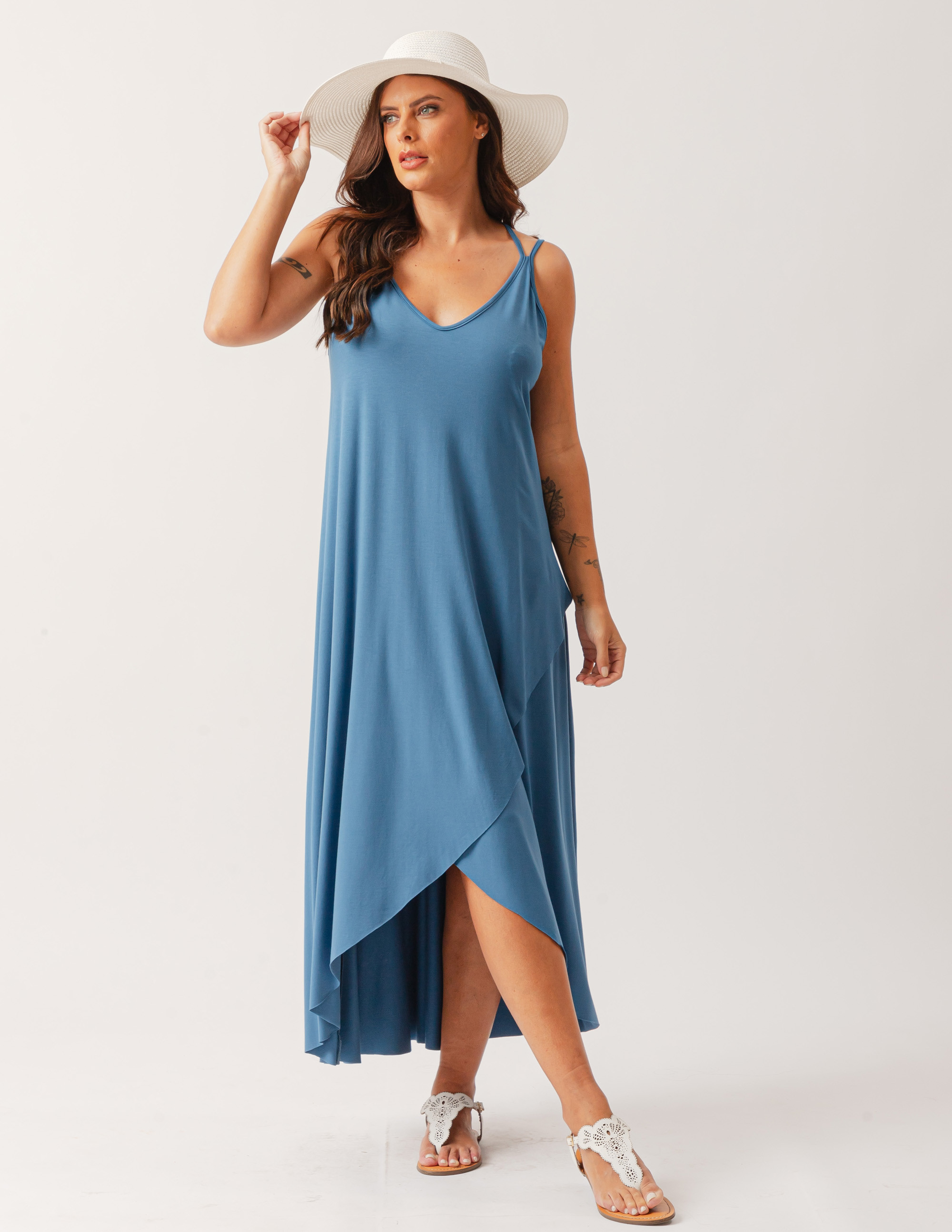 Vestido Camadas Azul Pacífico