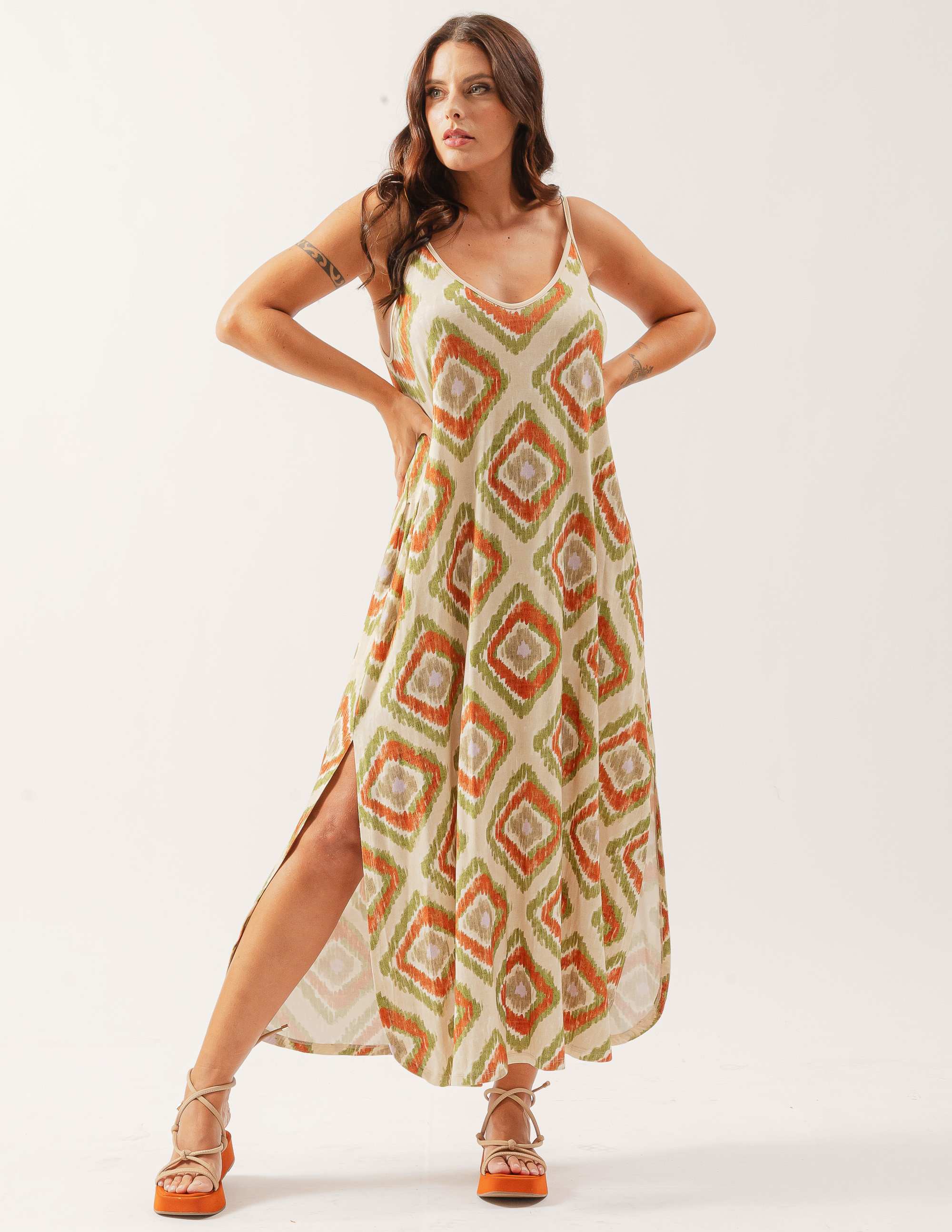 Vestido Regatão Estampa Boho