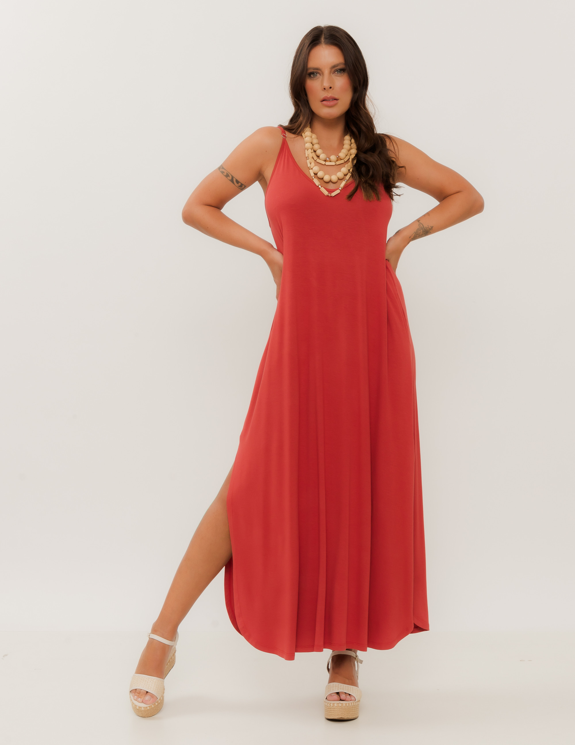 Vestido Regatão Vermelho Romã