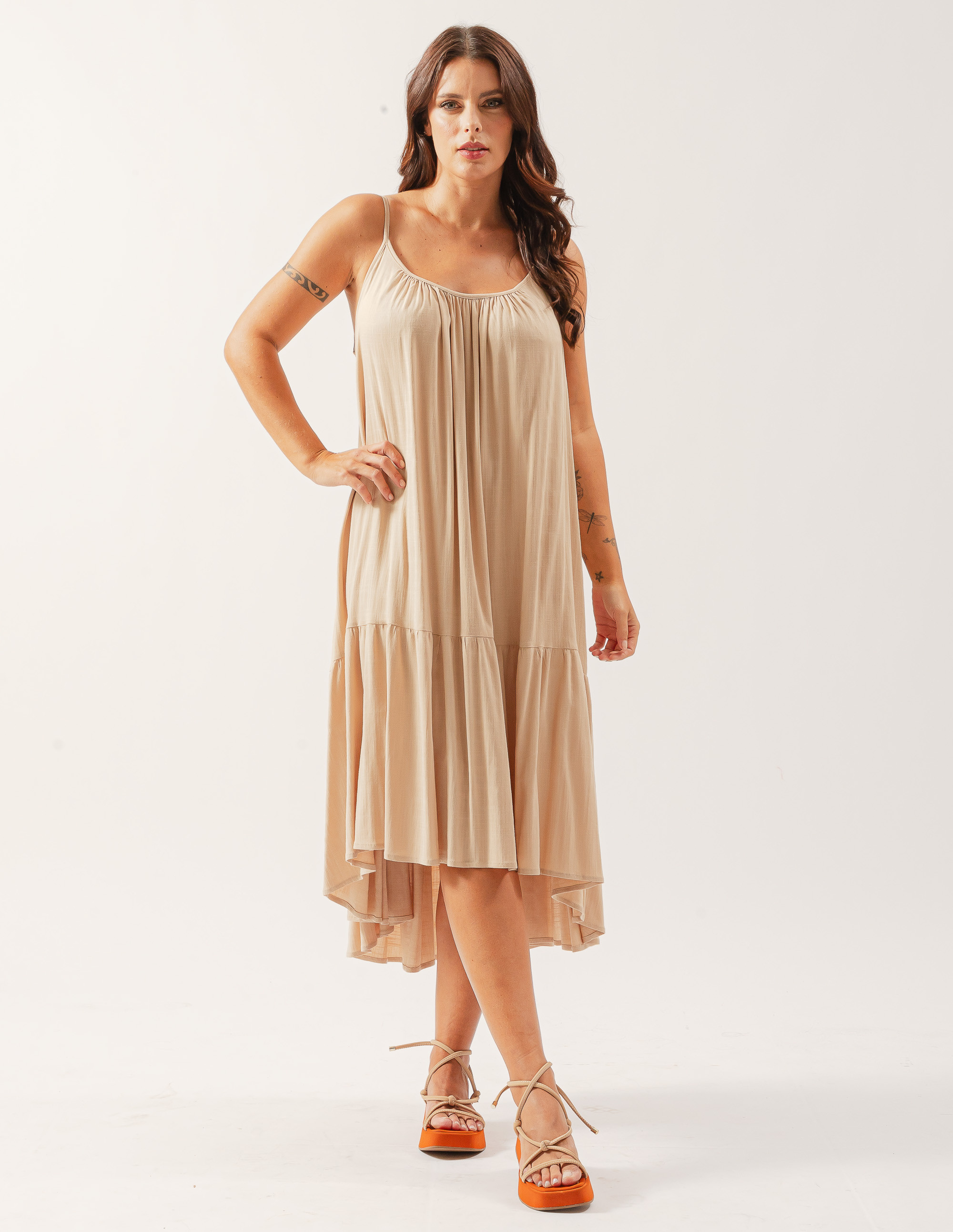 Vestido Mullet Linho Trigo