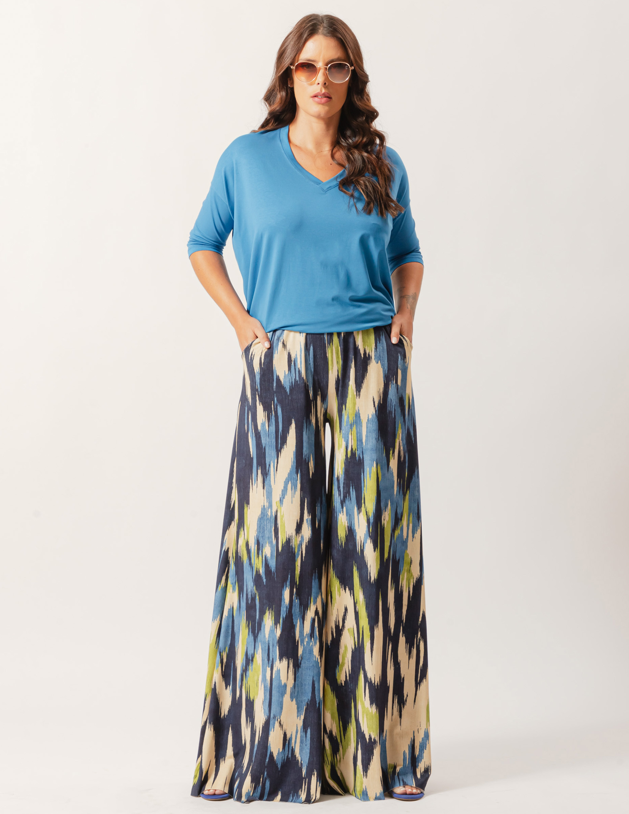 Blusa Gola V Azul Mineral