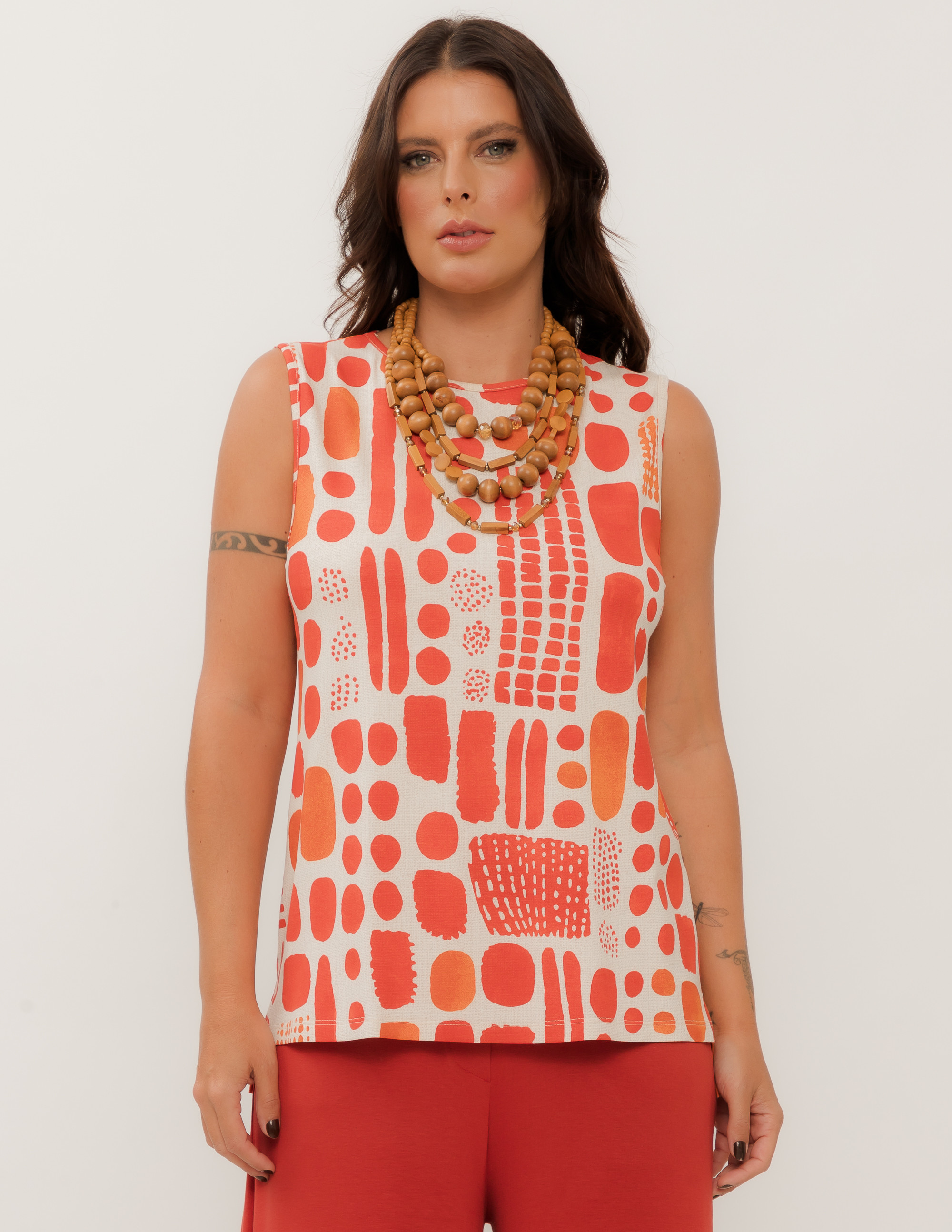 Regata Básica Estampa Etnica Romã