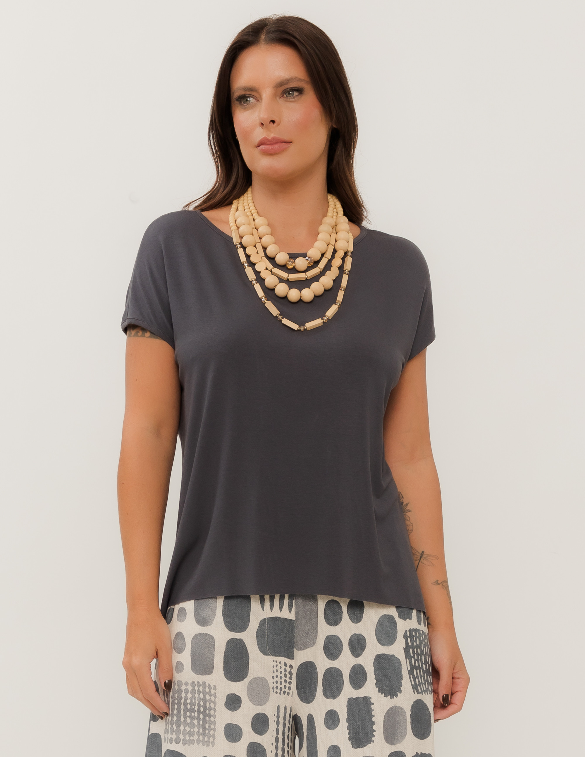 Camiseta Básica Cinza Calcário