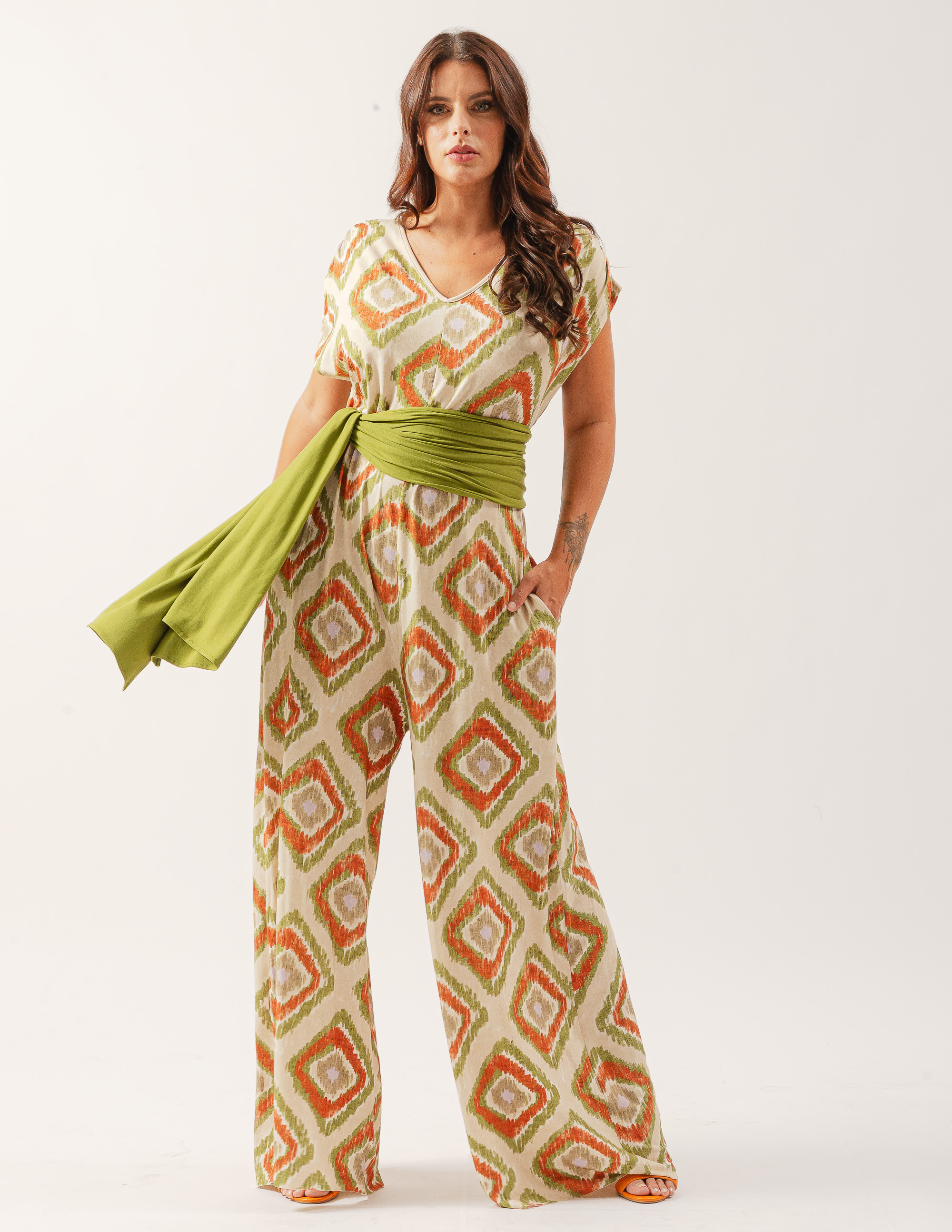 Macacão Pantalona Estampa Boho