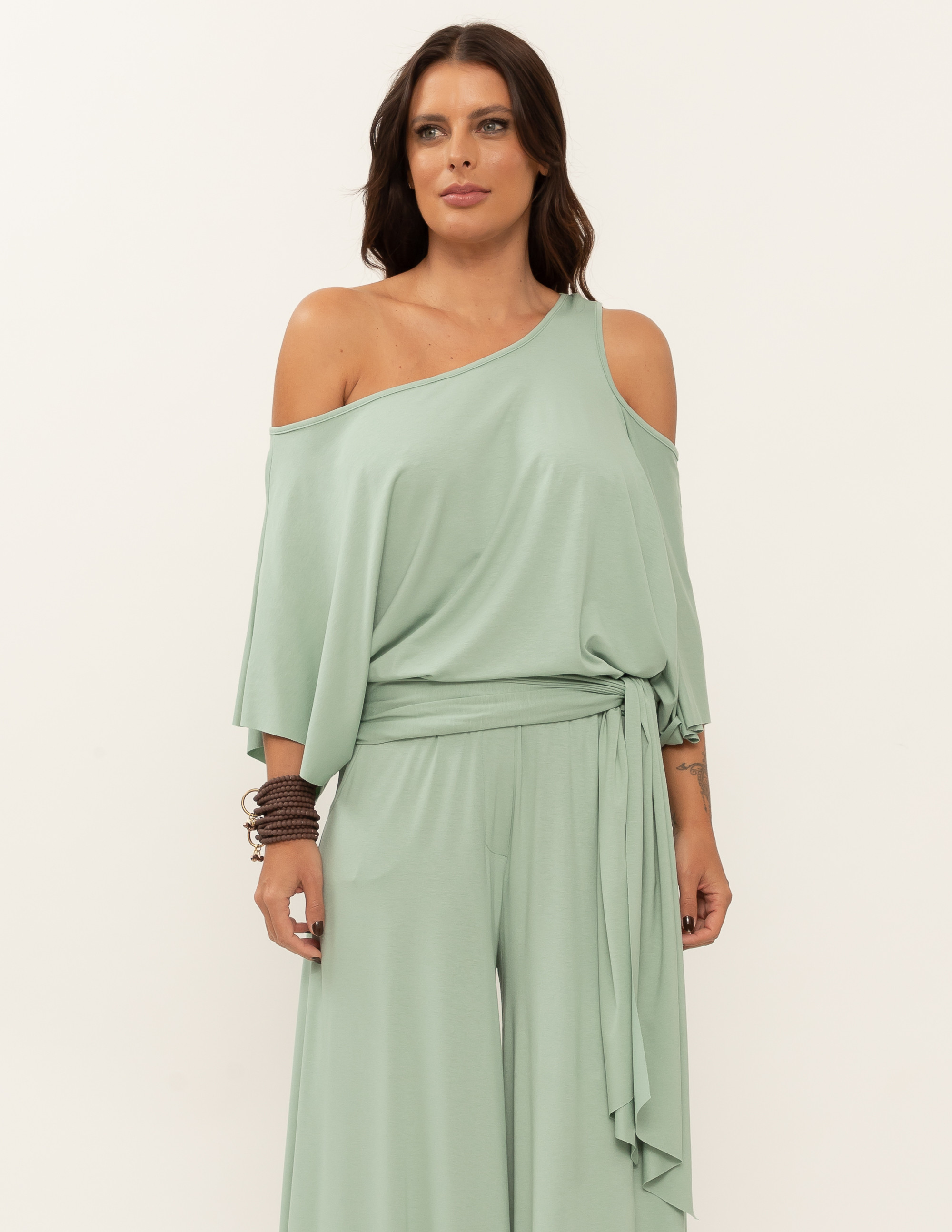 Blusa Abertura Ombros Faixa Verde Fiji