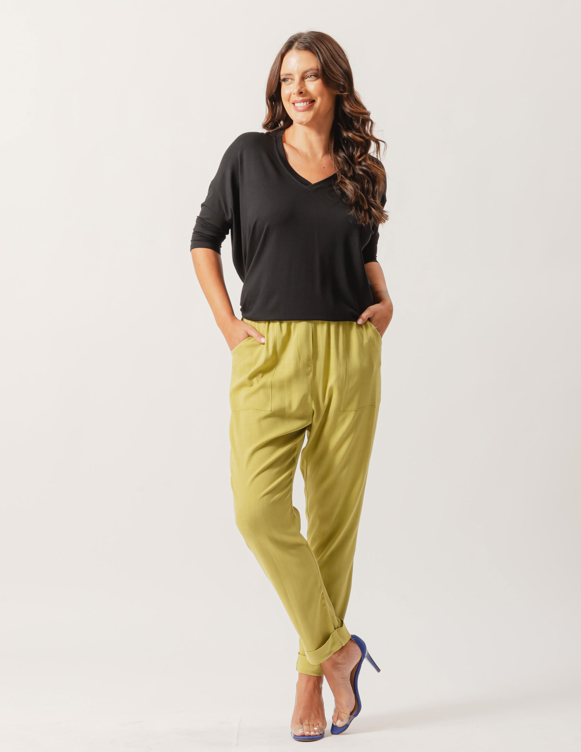 Calça Clássica Linho Verde Atemoia