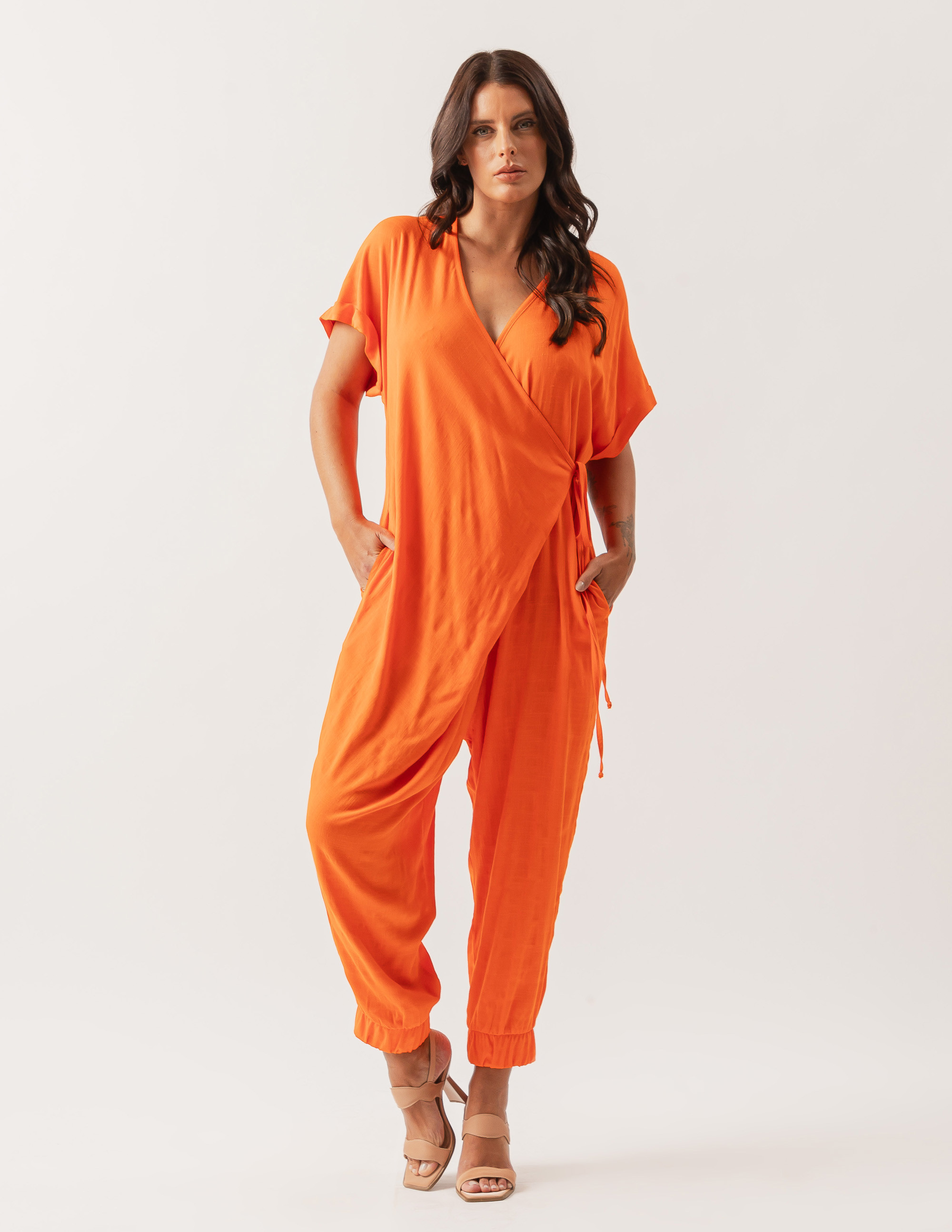 Macacão Pareô Laranja Cítrico