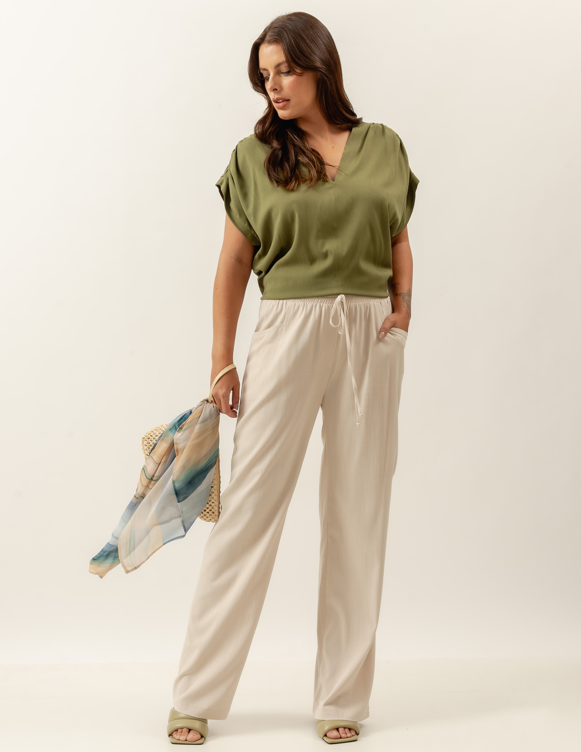 Blusa Franzida Ombro Verde Selva