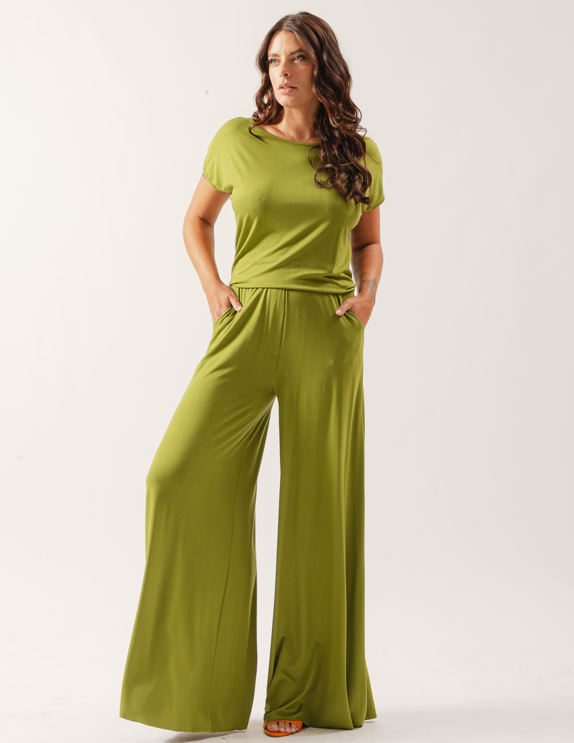 Calça Maxi Pantalona Verde Natureza