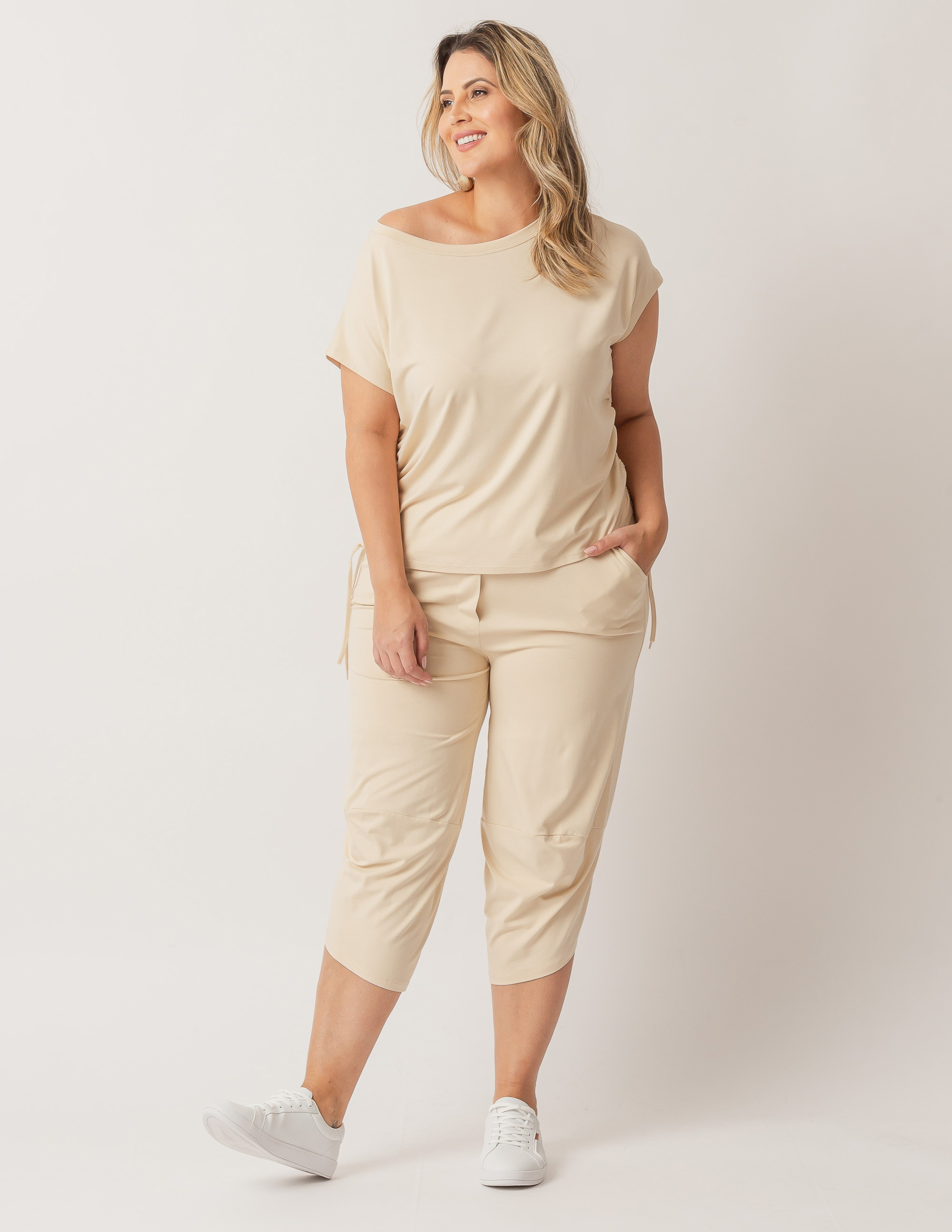 Calça Pantacourt Malha Cogumelo